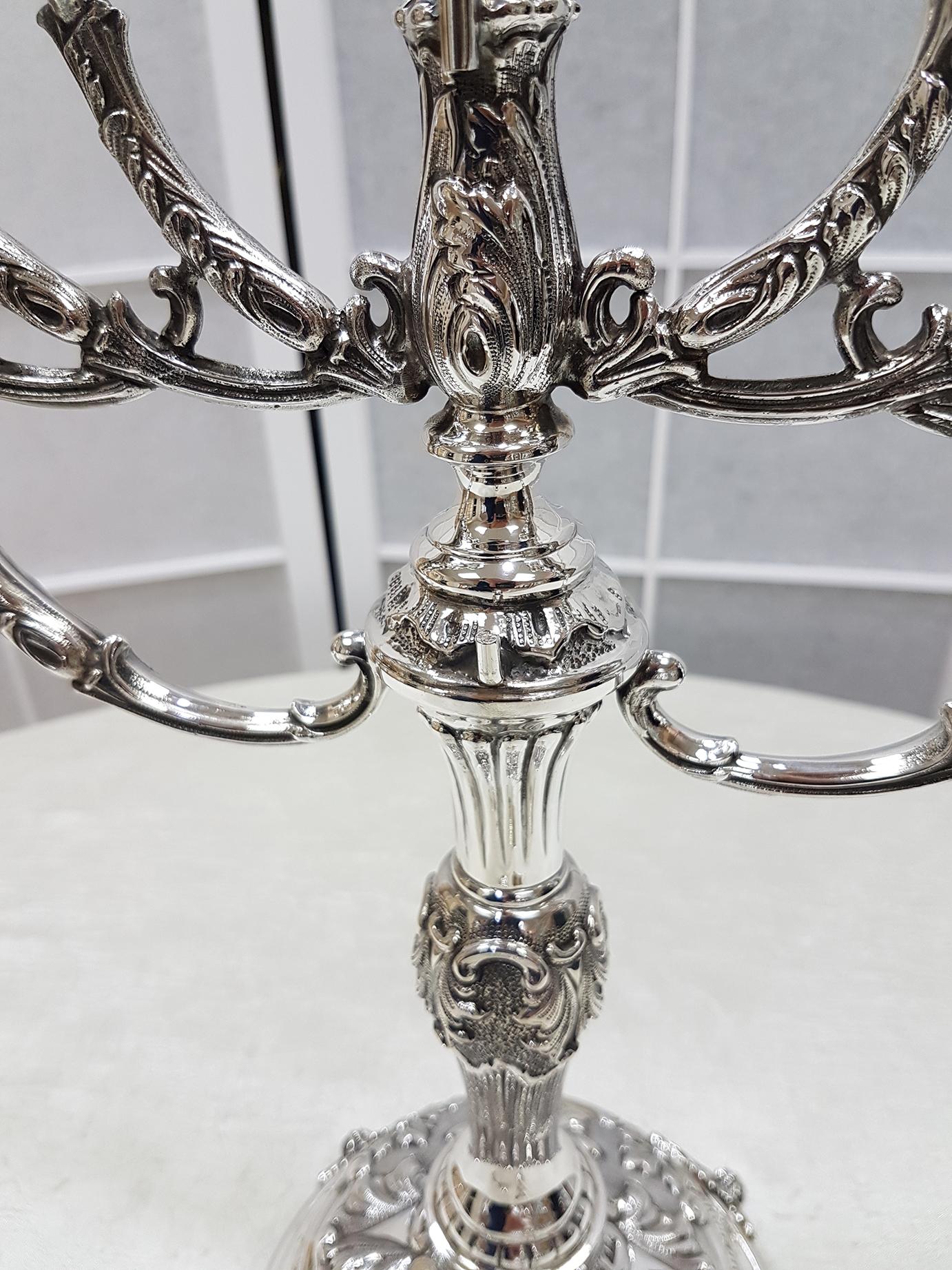 Late 20th Century 20th Century Italian Solid Silver 800 Nine Lights Chanukkiyah