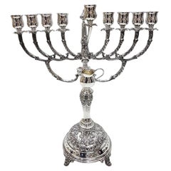 20th Century Italian Solid Silver 800 Nine Lights Chanukkiyah