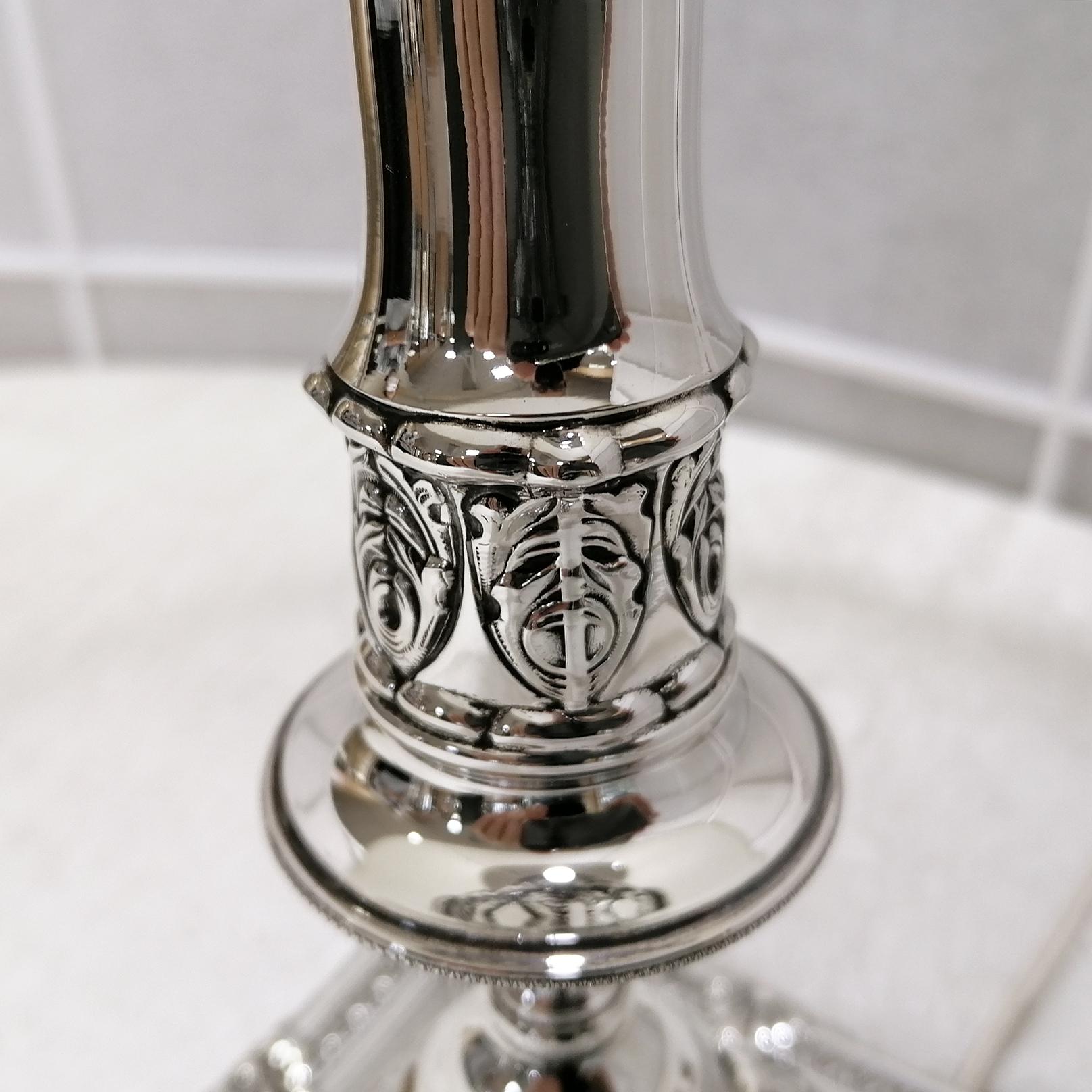20th Century Italian Solid Silver 800 Table Lamp, Empire Style 6