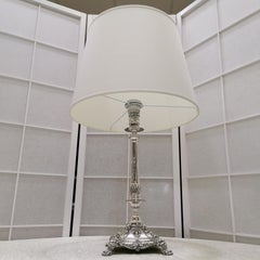 20th Century Italian Solid Silver 800 Table Lamp, Empire Style