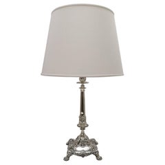 20th Century Italian Solid Silver 800 Table Lamp, Empire Style