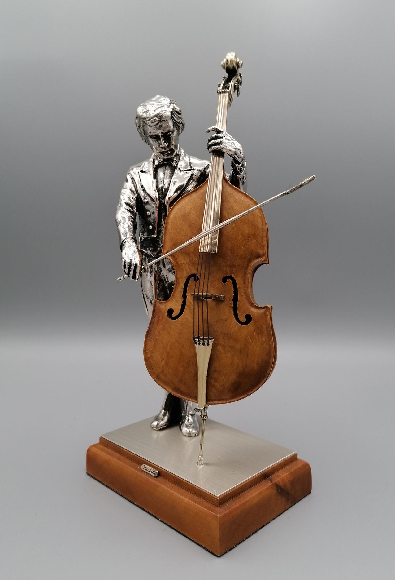 20th Century Italian Solid Silver and Briar Double Bass Player For Sale 3