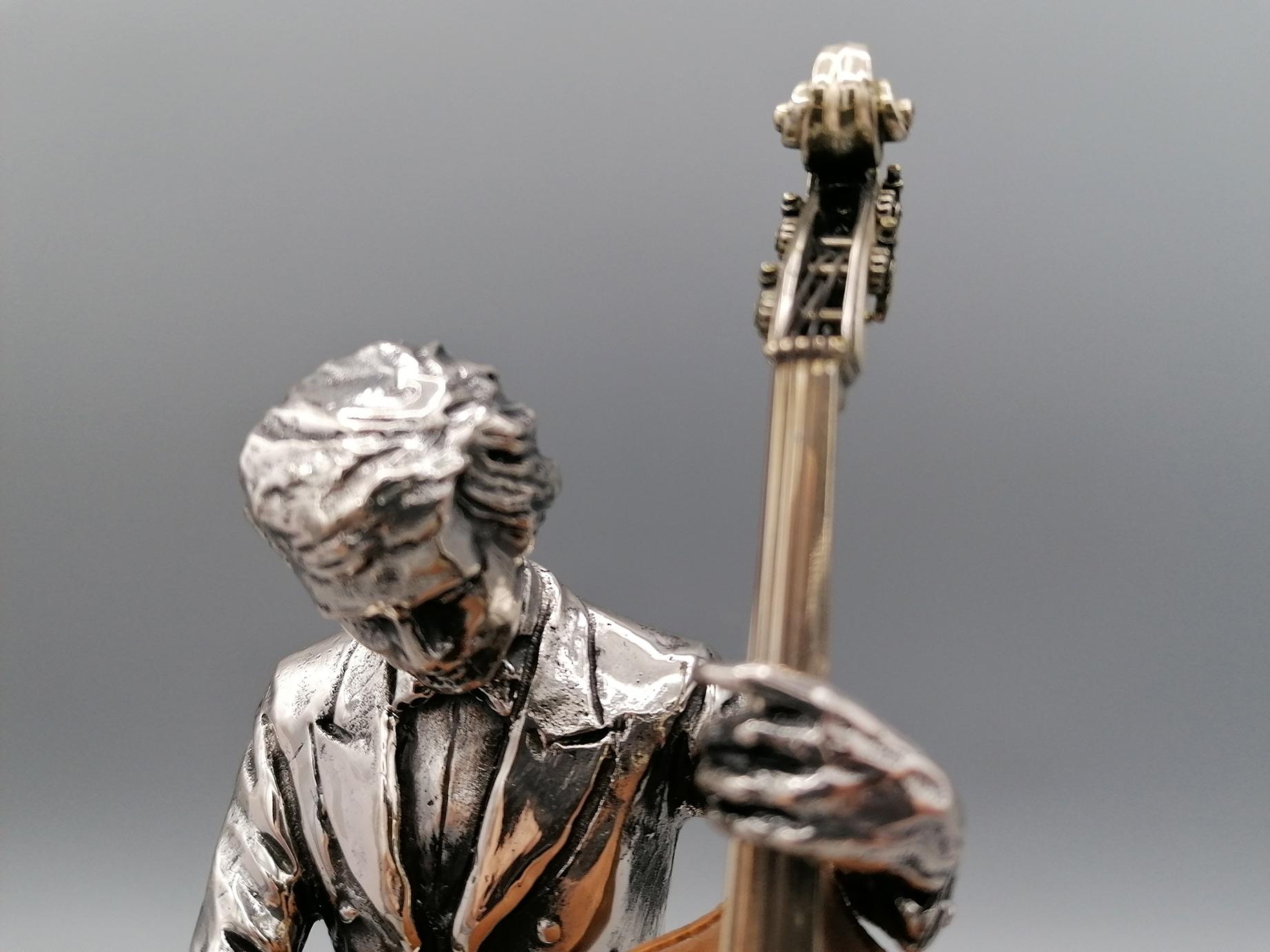 20th Century Italian Solid Silver and Briar Double Bass Player For Sale 4