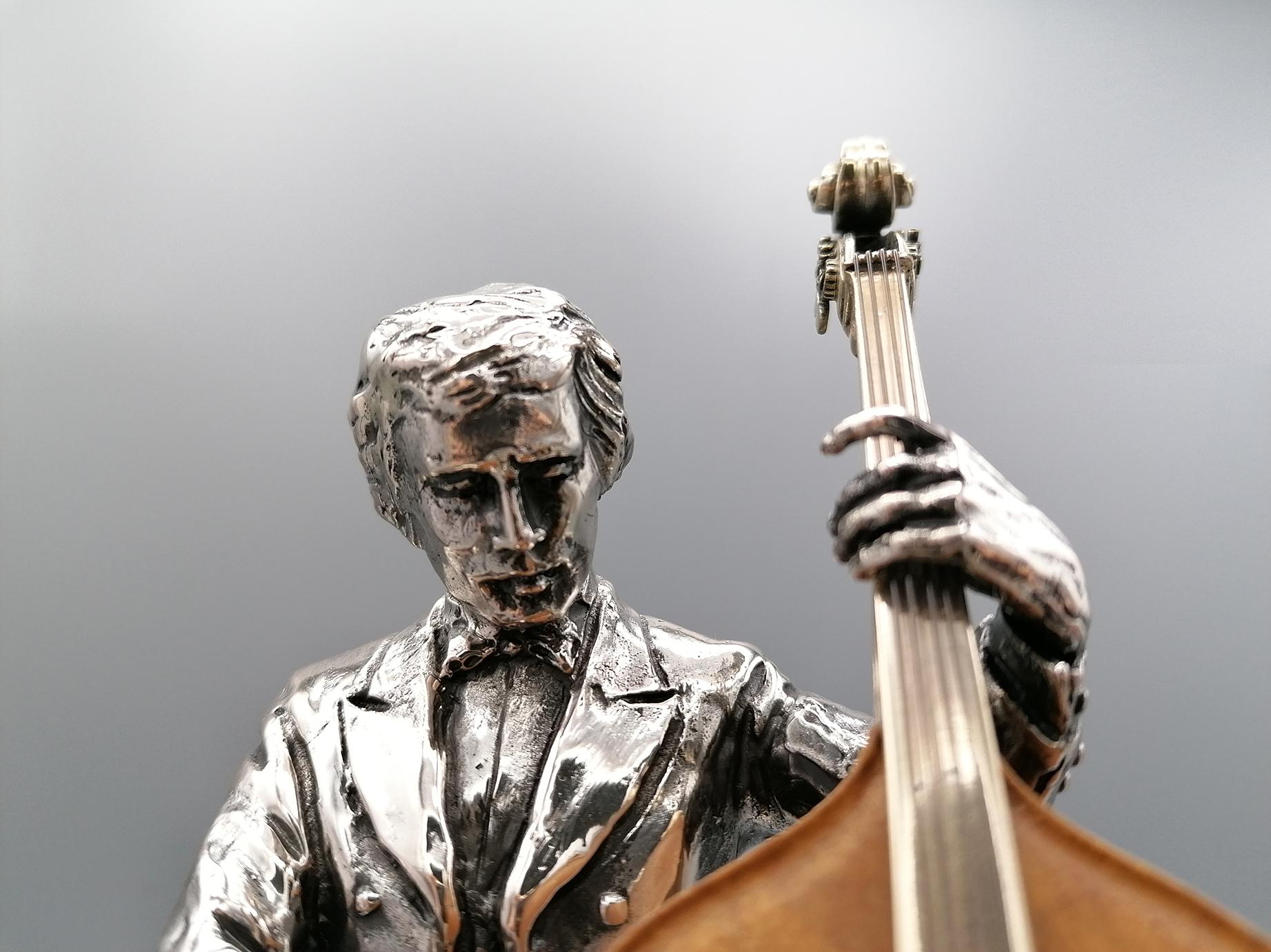 20th Century Italian Solid Silver and Briar Double Bass Player For Sale 5