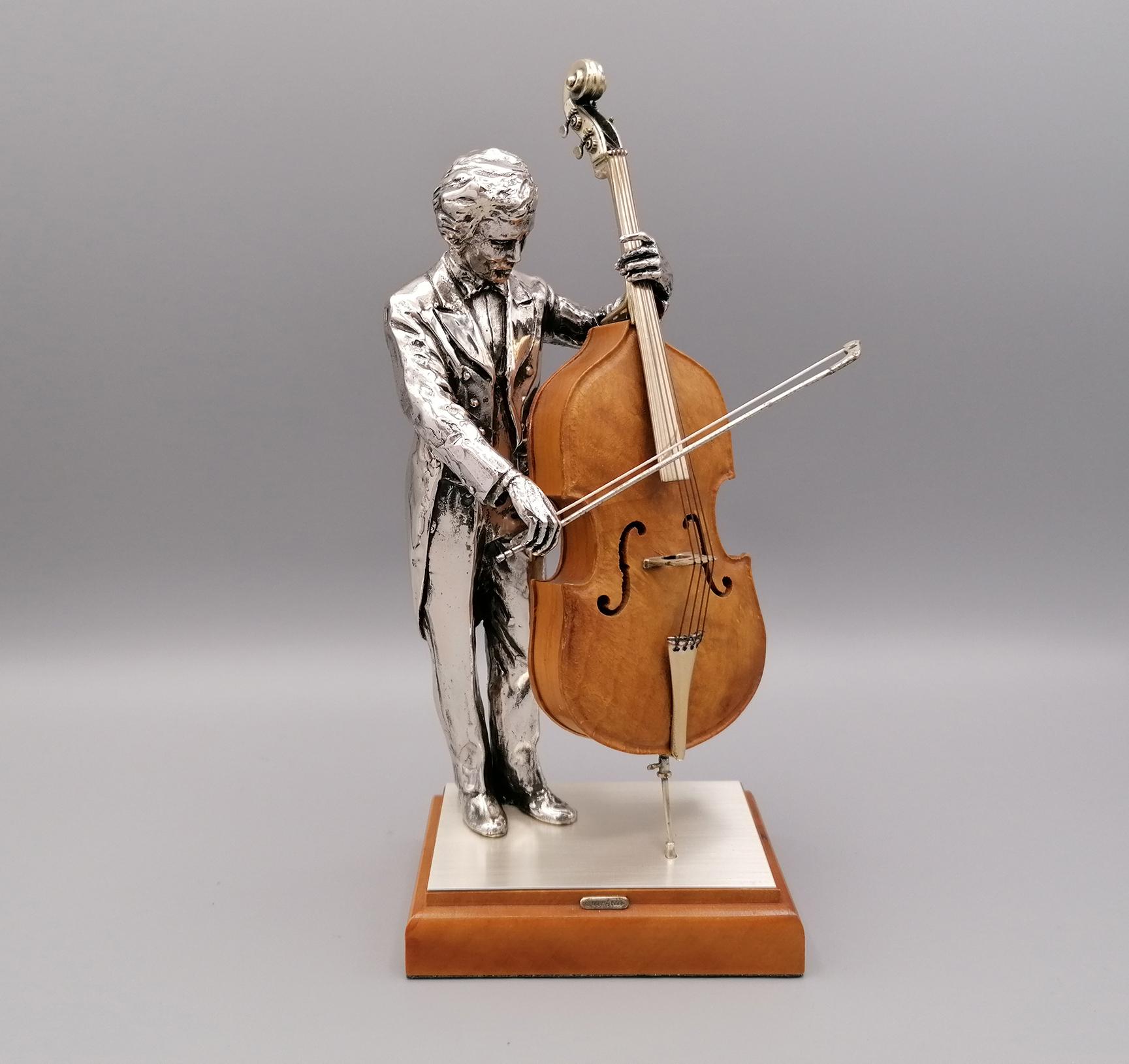 20th Century Italian Solid Silver and Briar Double Bass Player For Sale 7