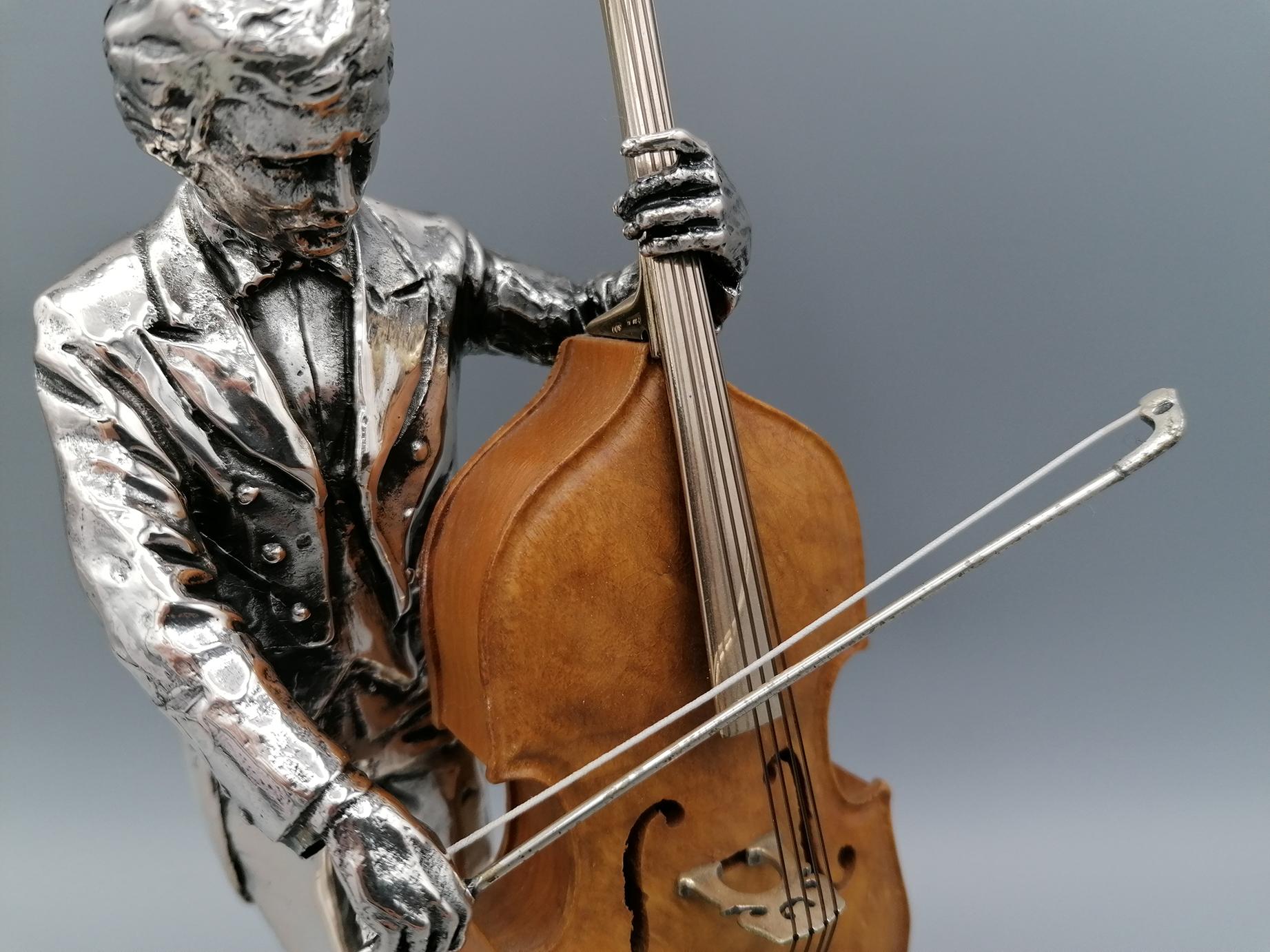 Late 20th Century 20th Century Italian Solid Silver and Briar Double Bass Player For Sale