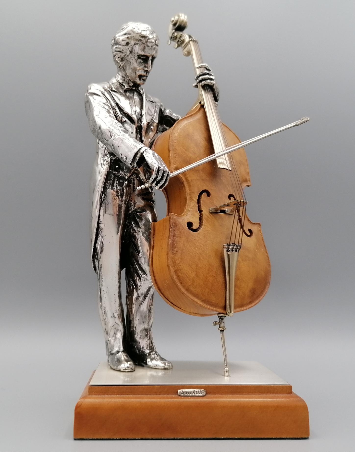 20th Century Italian Solid Silver and Briar Double Bass Player For Sale 1