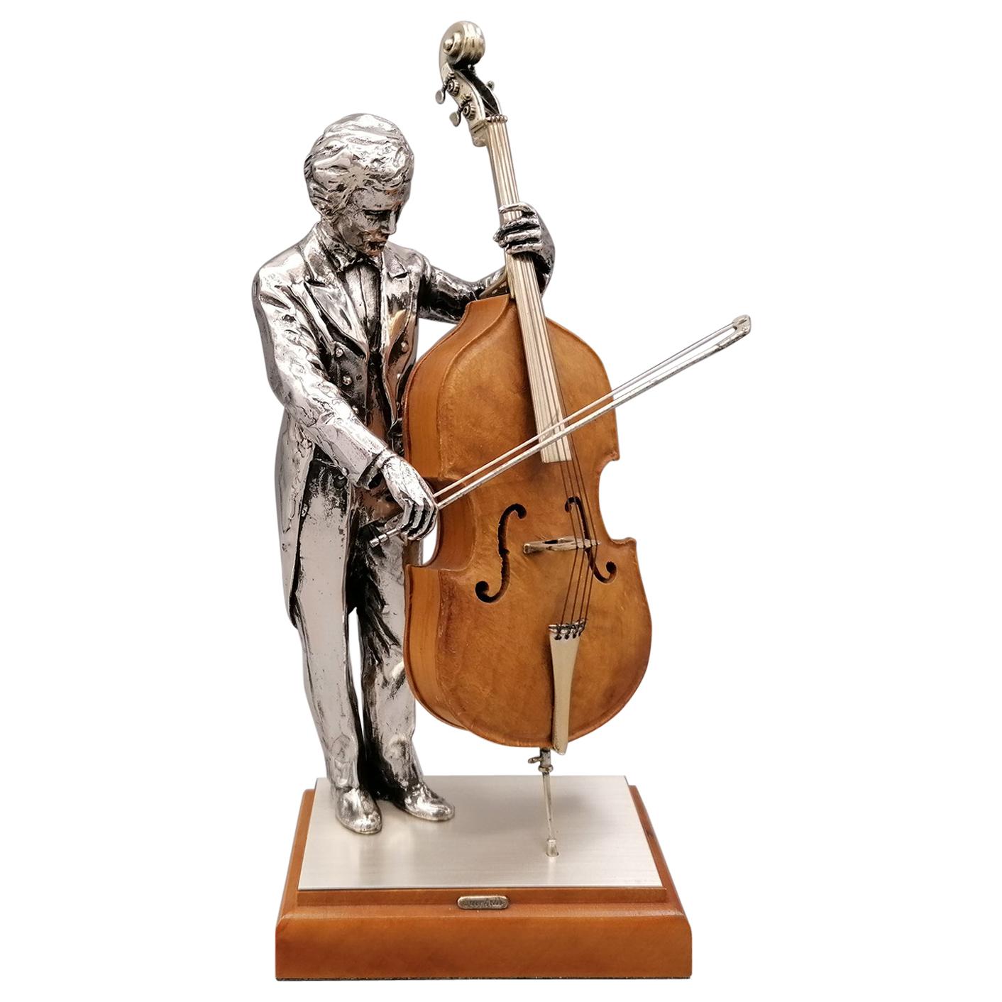 20th Century Italian Solid Silver and Briar Double Bass Player For Sale
