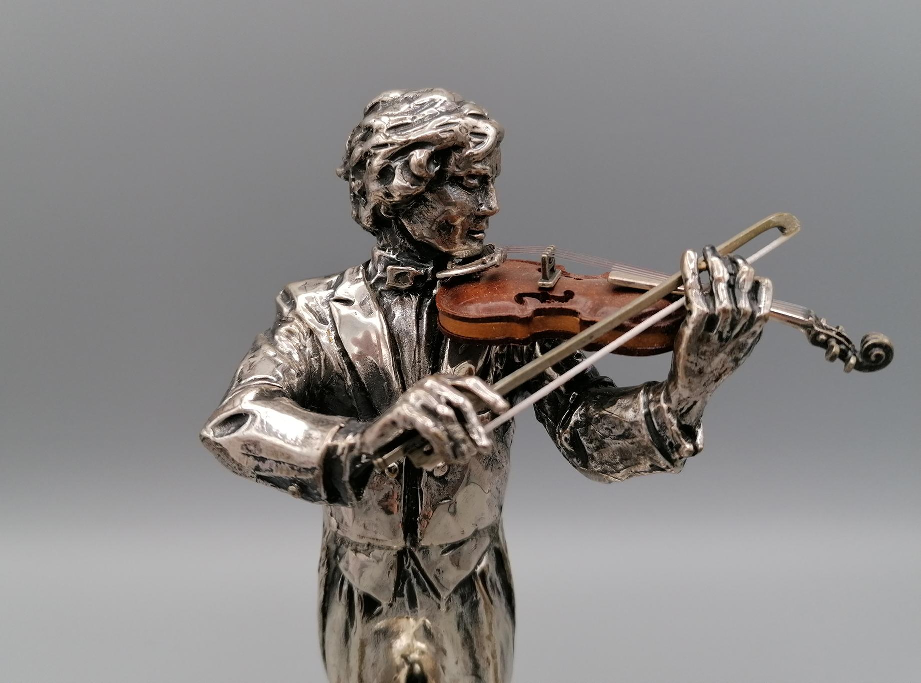 20th Century Italian Solid Silver and Briar Violin Player 2