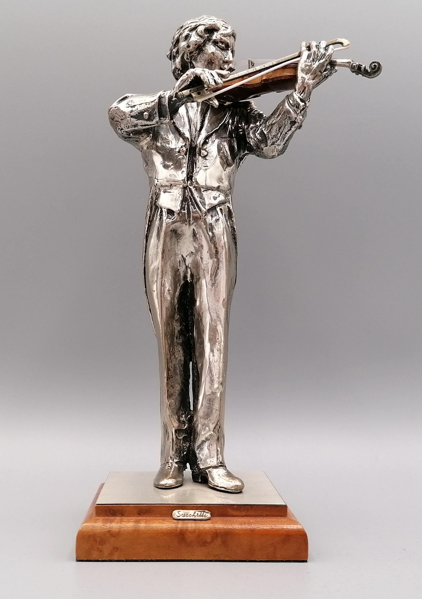 20th Century Italian Solid Silver and Briar Violin Player 3
