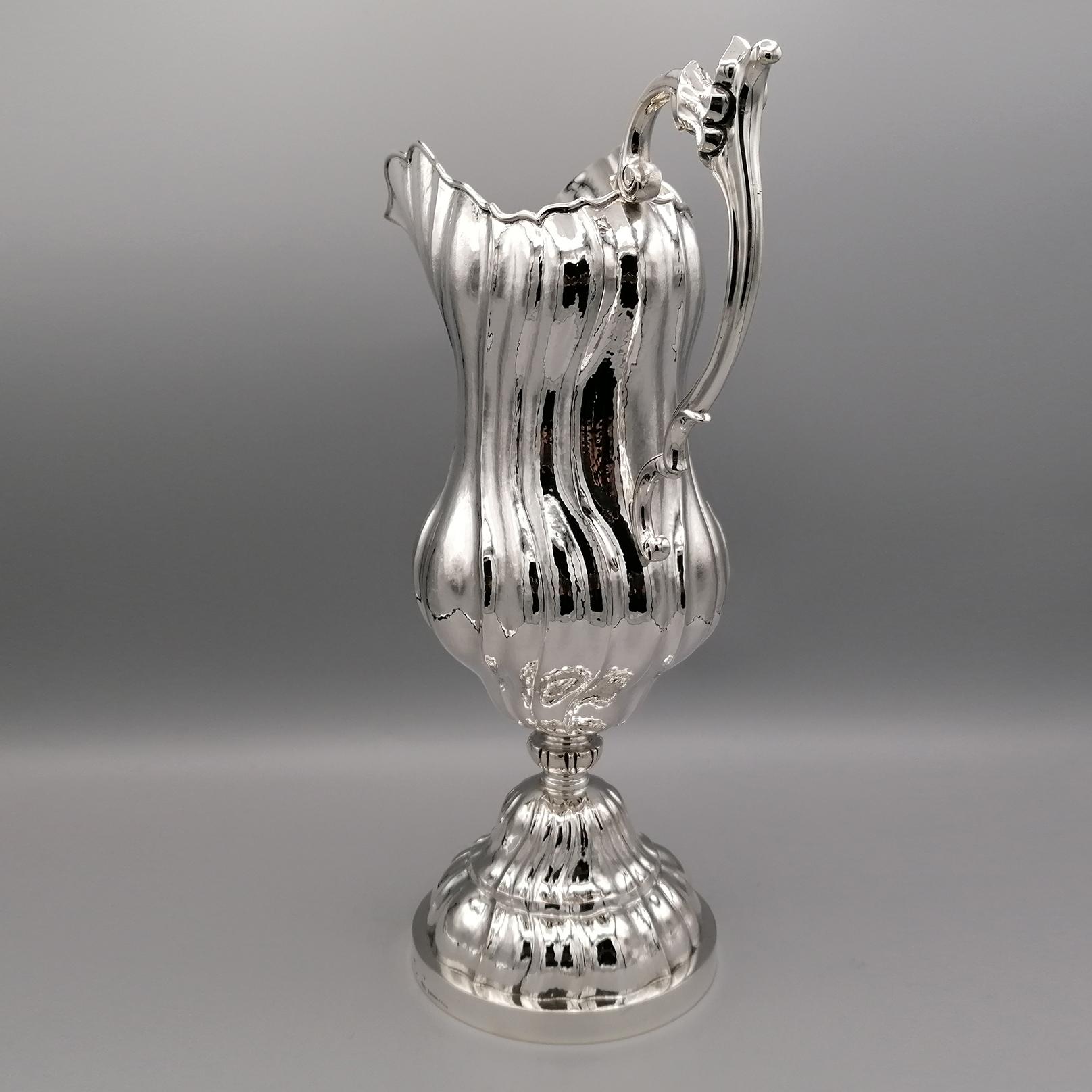 Hand-Crafted 20th Century Italian Solid Silver Baroque Style Carafe For Sale
