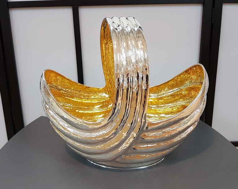 20th Century Italian Solid Silver Basket For Sale 3