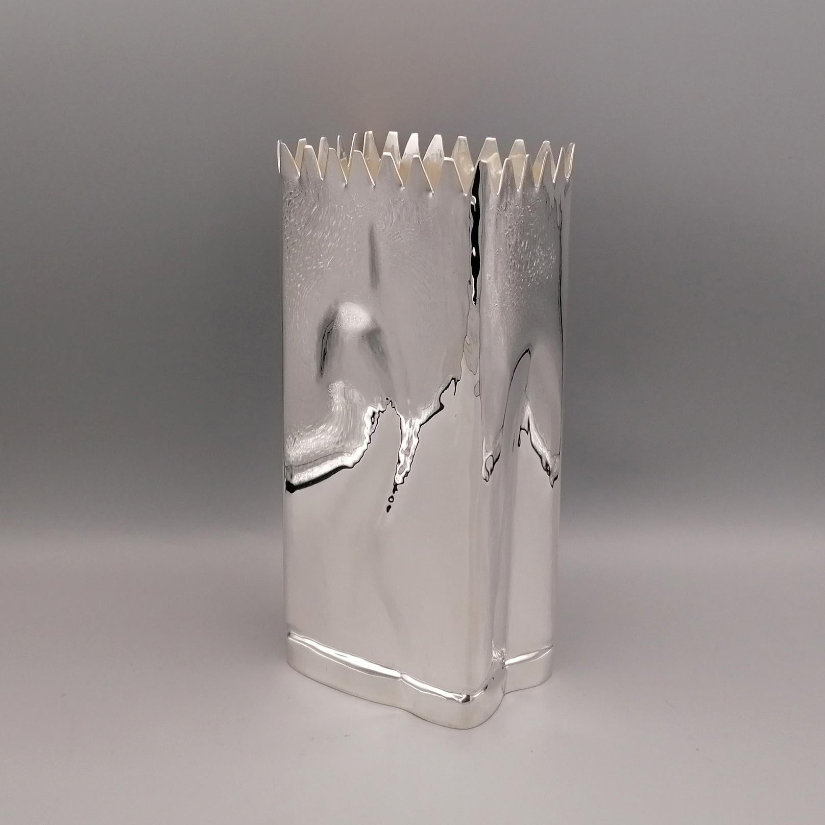 20th Century Italian Solid Silver  Breadstick Holder - Vase For Sale 9