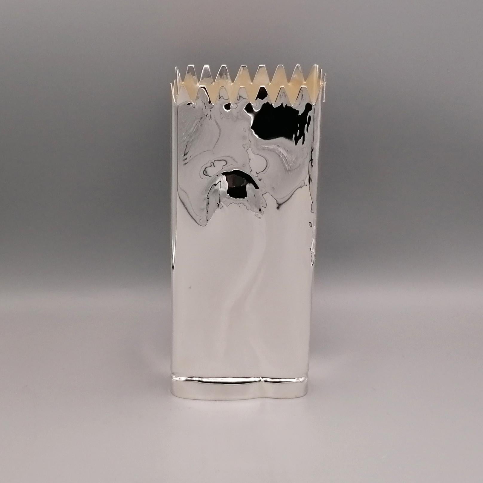 Modern 20th Century Italian Solid Silver  Breadstick Holder - Vase For Sale