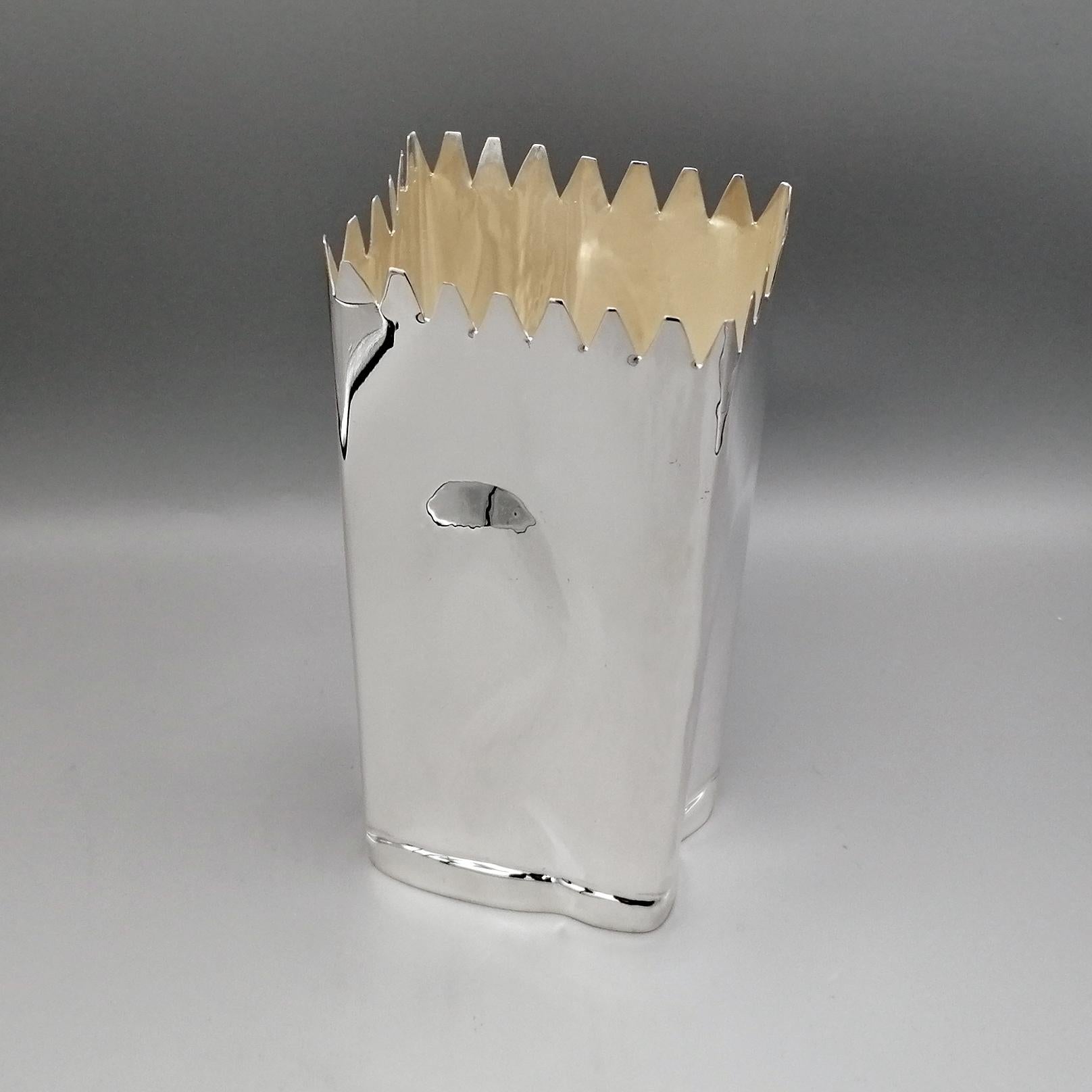 Late 20th Century 20th Century Italian Solid Silver  Breadstick Holder - Vase For Sale