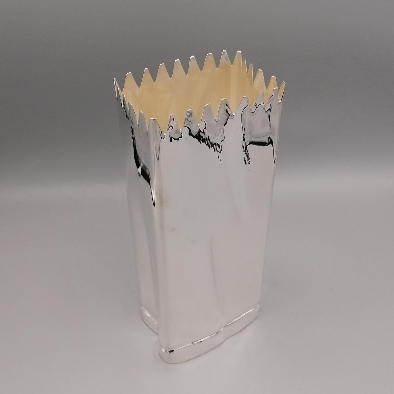 20th Century Italian Solid Silver  Breadstick Holder - Vase For Sale 2