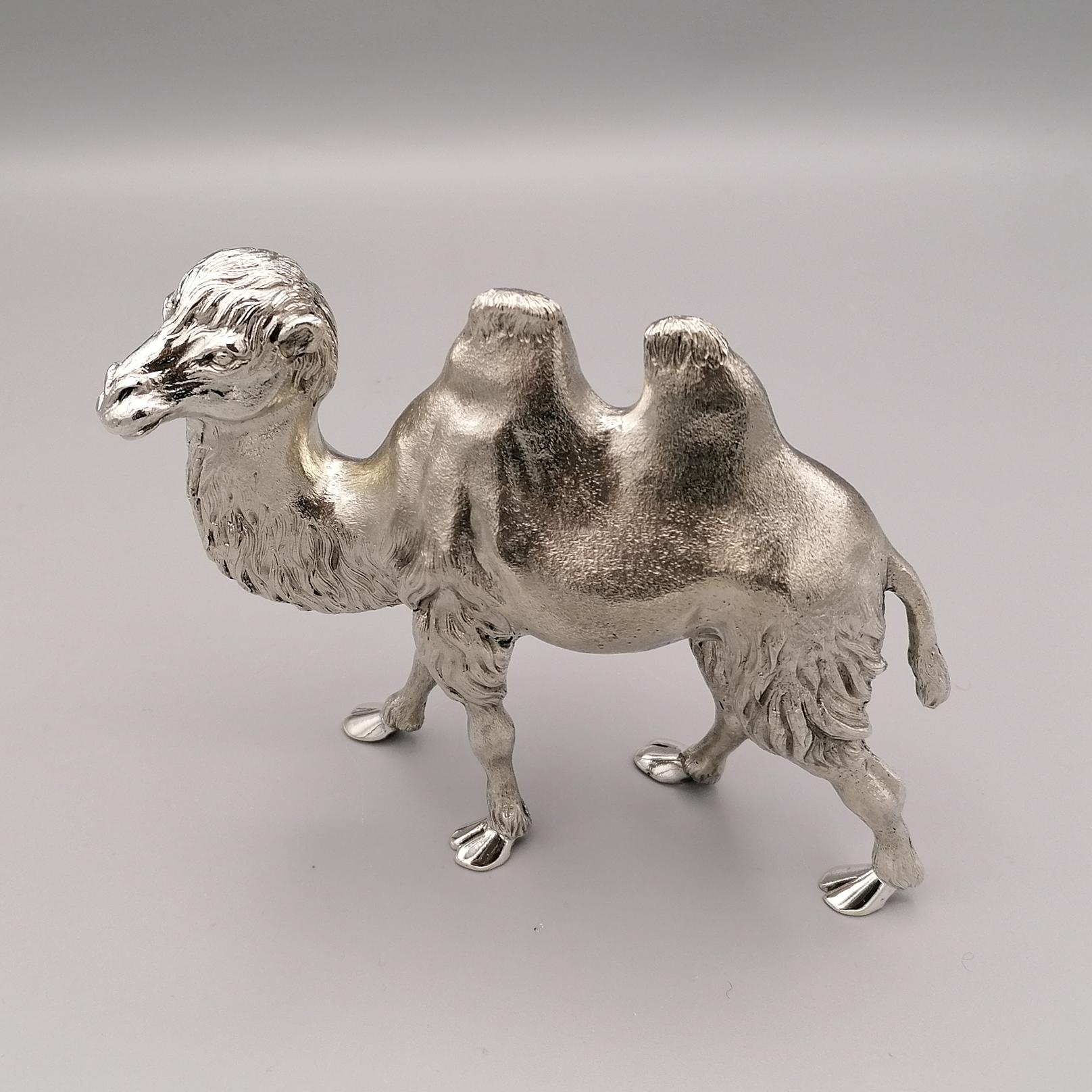 Cast 20th Century Italian Solid Silver Camel Sculpture For Sale