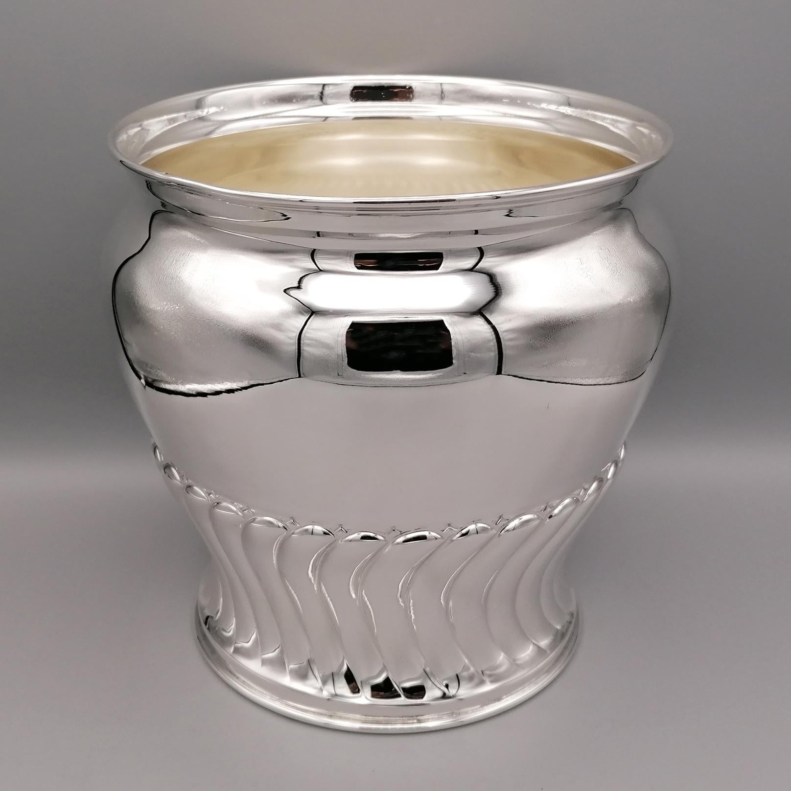 20th Century Italian Solid Silver Champagne and Ice Buckets In Excellent Condition For Sale In VALENZA, IT