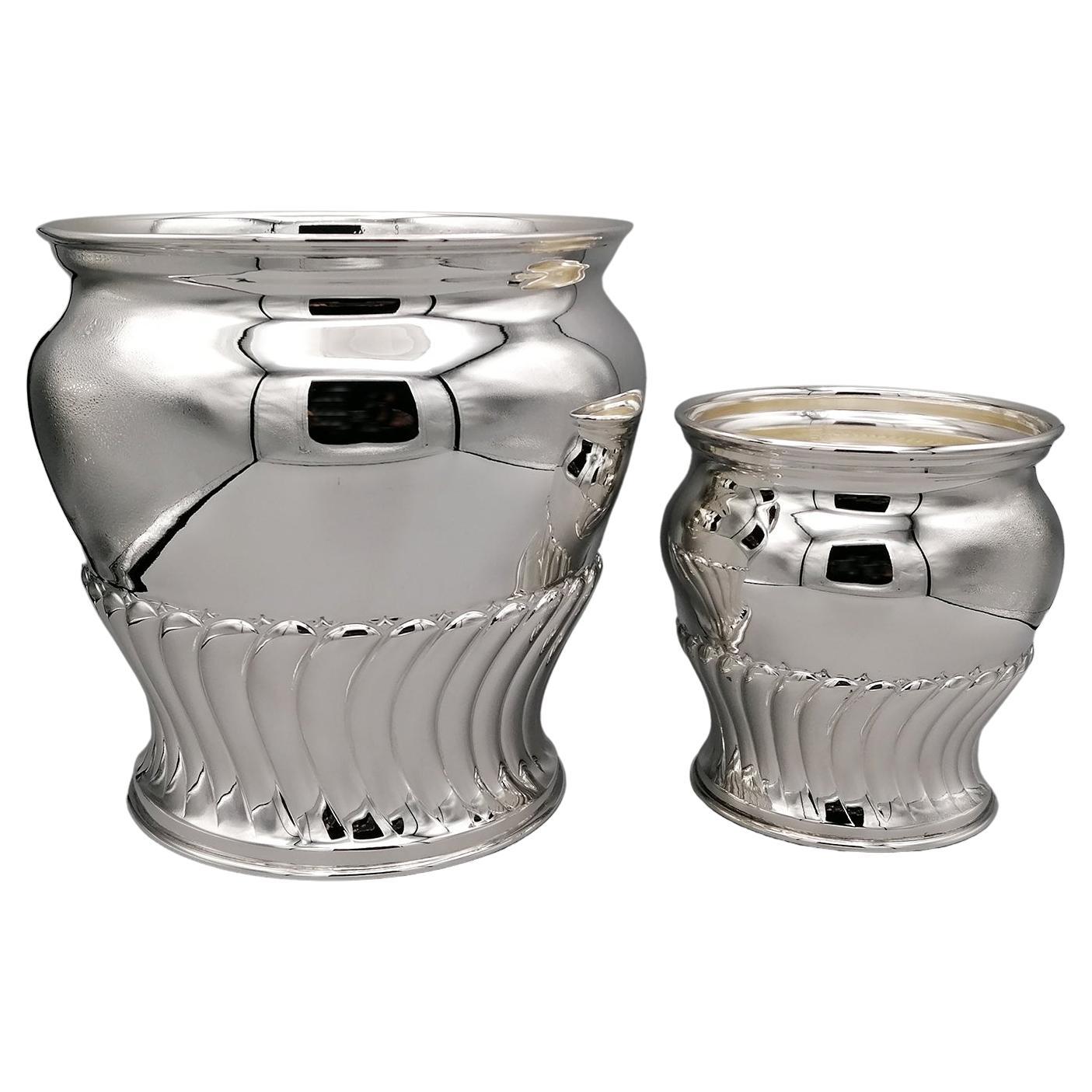 20th Century Italian Solid Silver Champagne and Ice Buckets