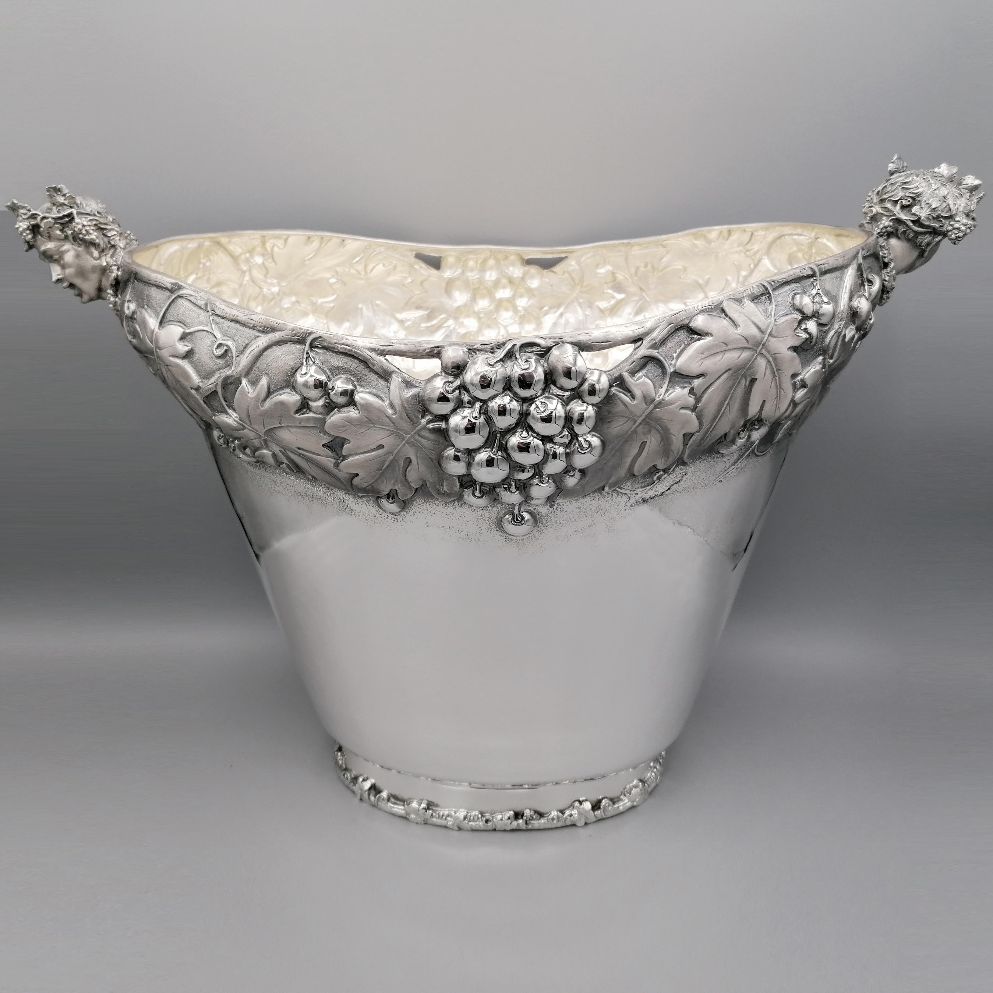 20th Century Italian Solid Silver Champagne Bucket For Sale 9