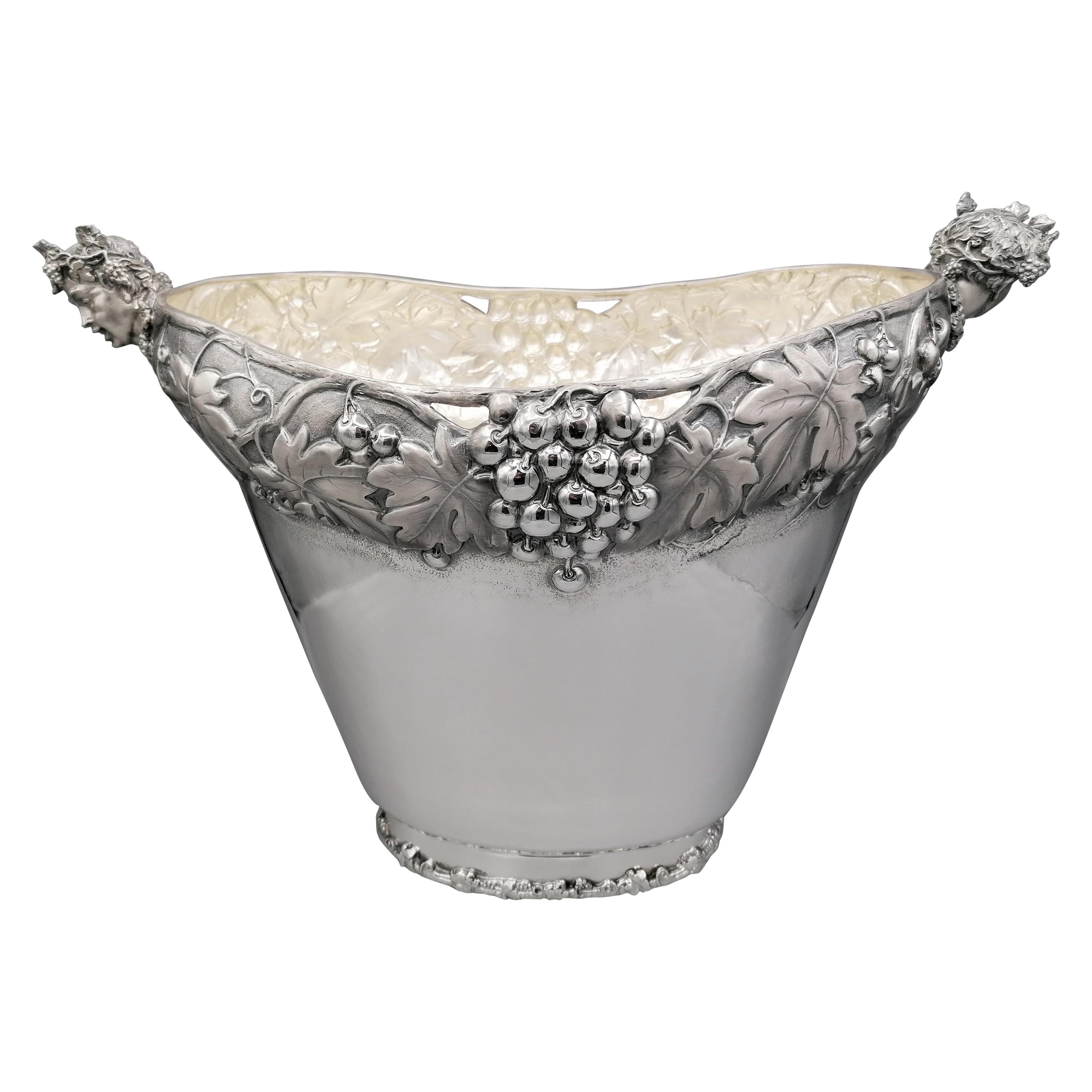 20th Century Italian Solid Silver Champagne Bucket For Sale