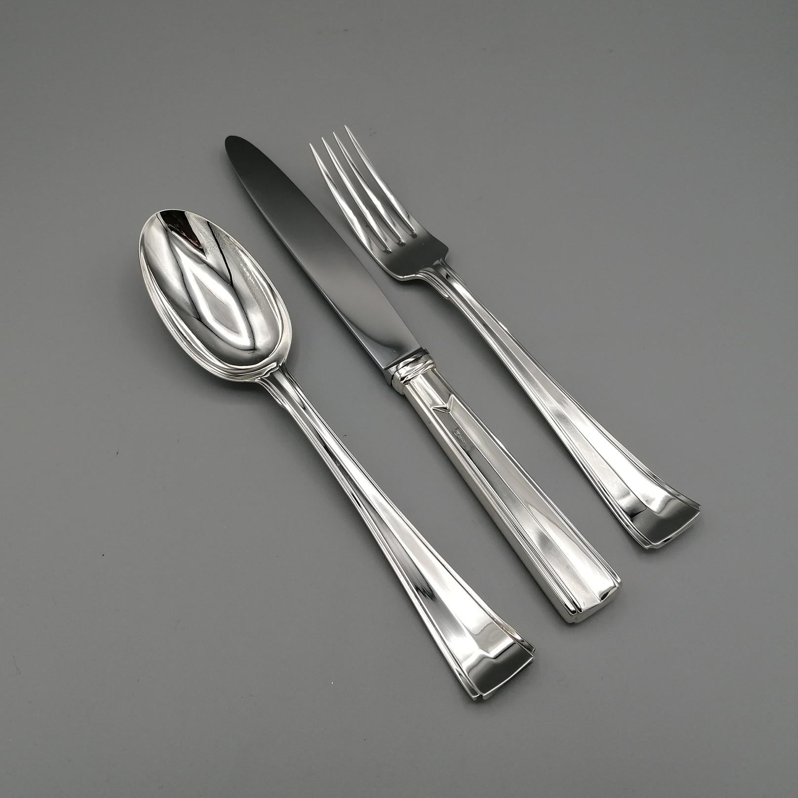 New complete cutlery set 65 pieces in solid silver 