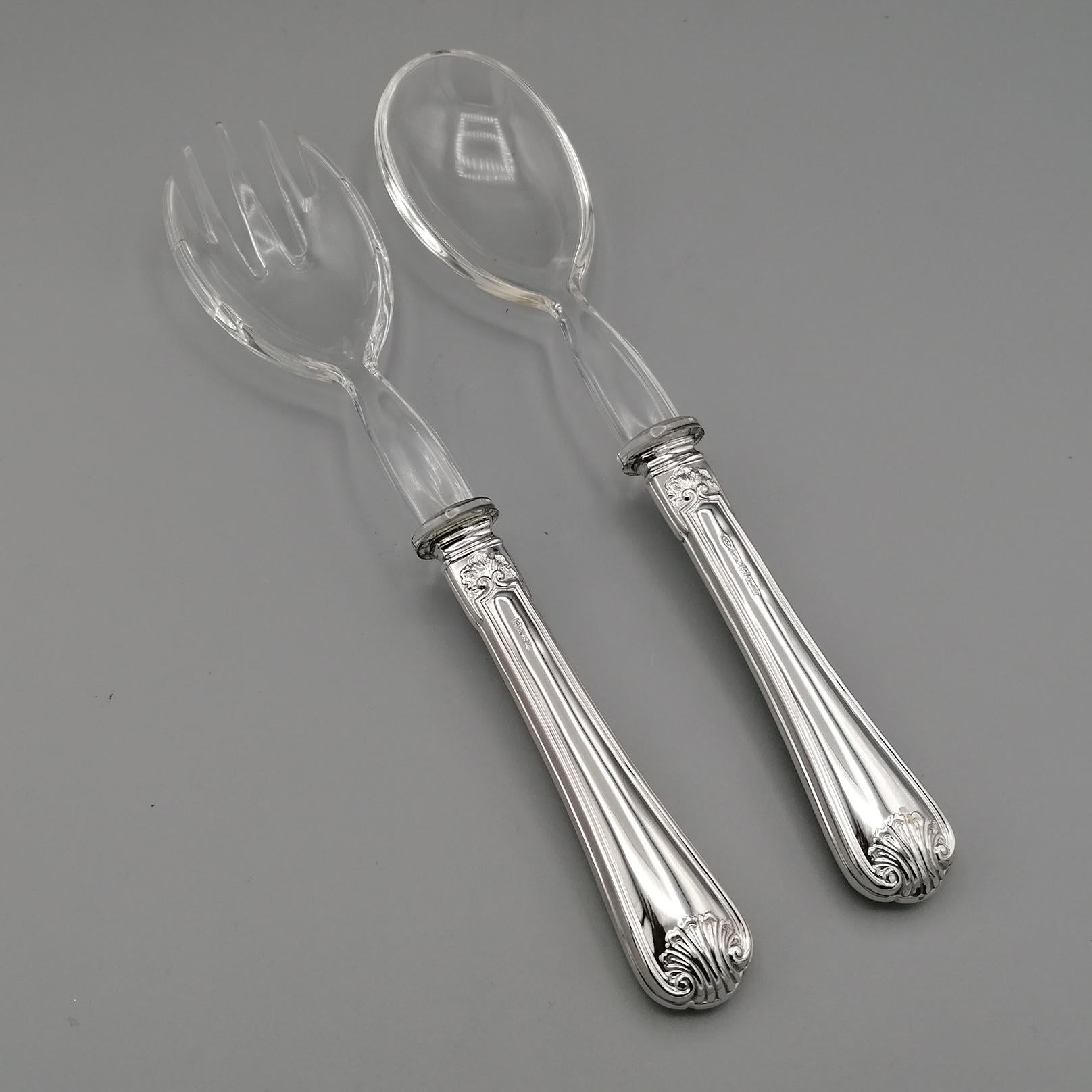 20th Century Italian Solid Silver Cutlery Set 101 Pieces 