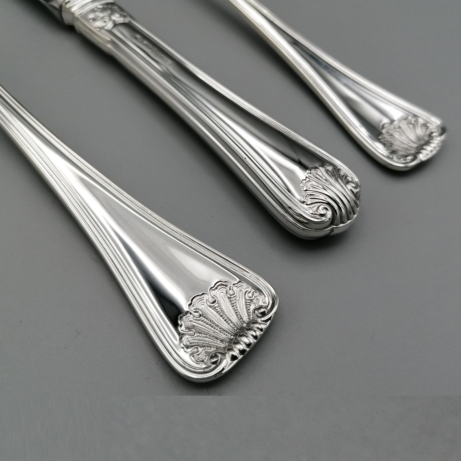 20th Century Italian Solid Silver Cutlery Set 101 Pieces 