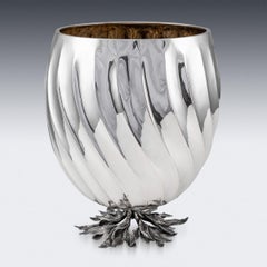 20th Century Italian Solid Silver Decorative Wine Cooler, Calderoni, c.1980