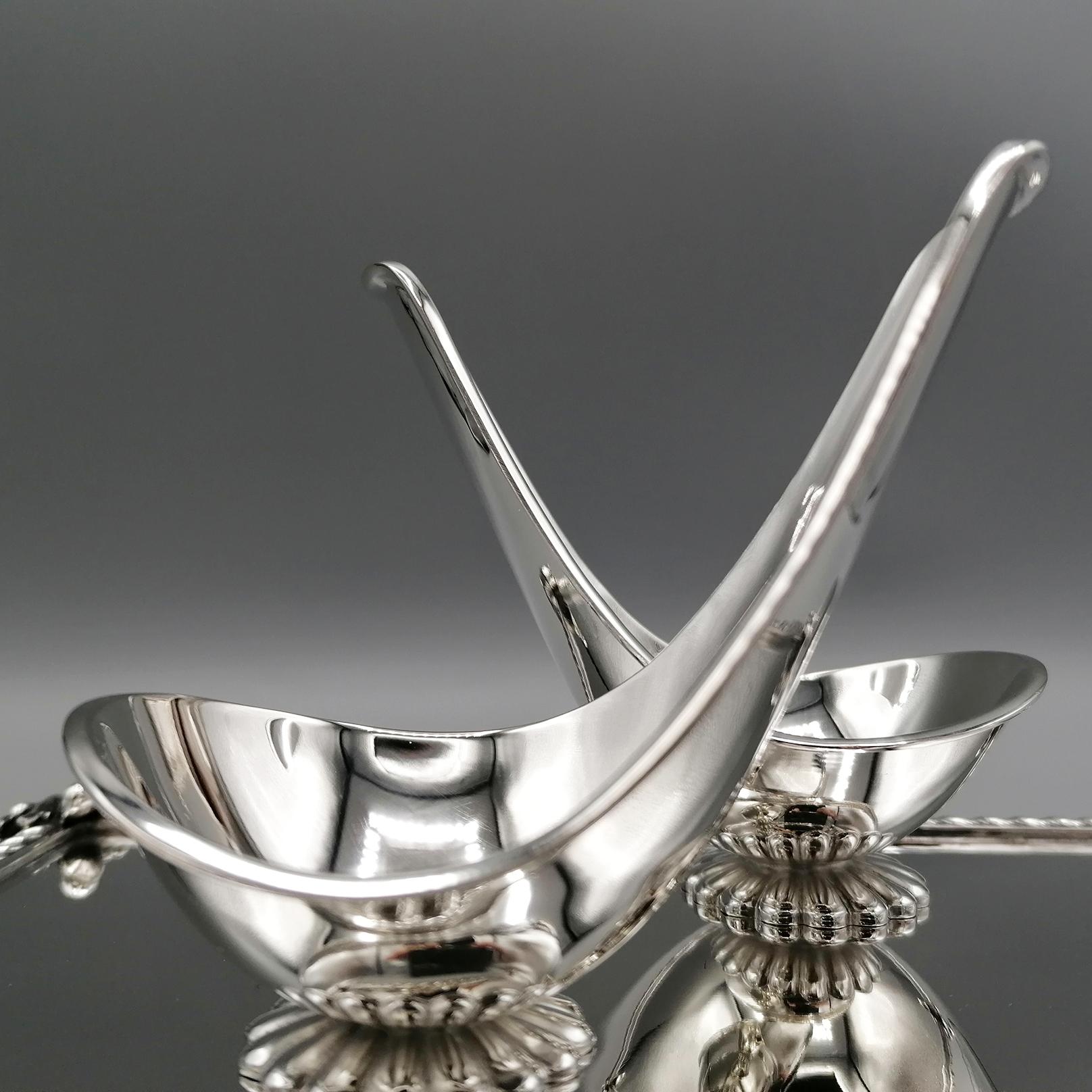 20th Century Italian Solid Silver Double Pipe Holder For Sale 7