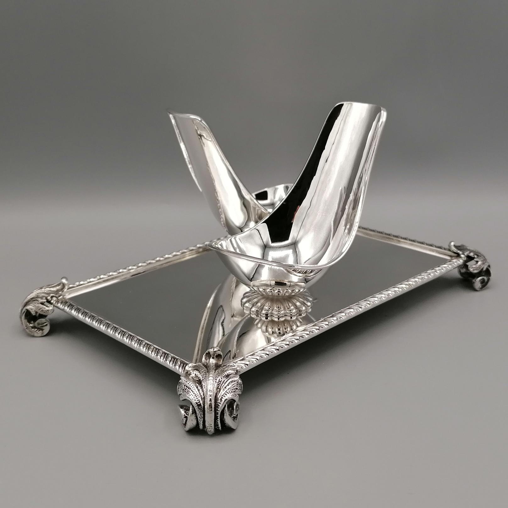 Queen Anne 20th Century Italian Solid Silver Double Pipe Holder For Sale