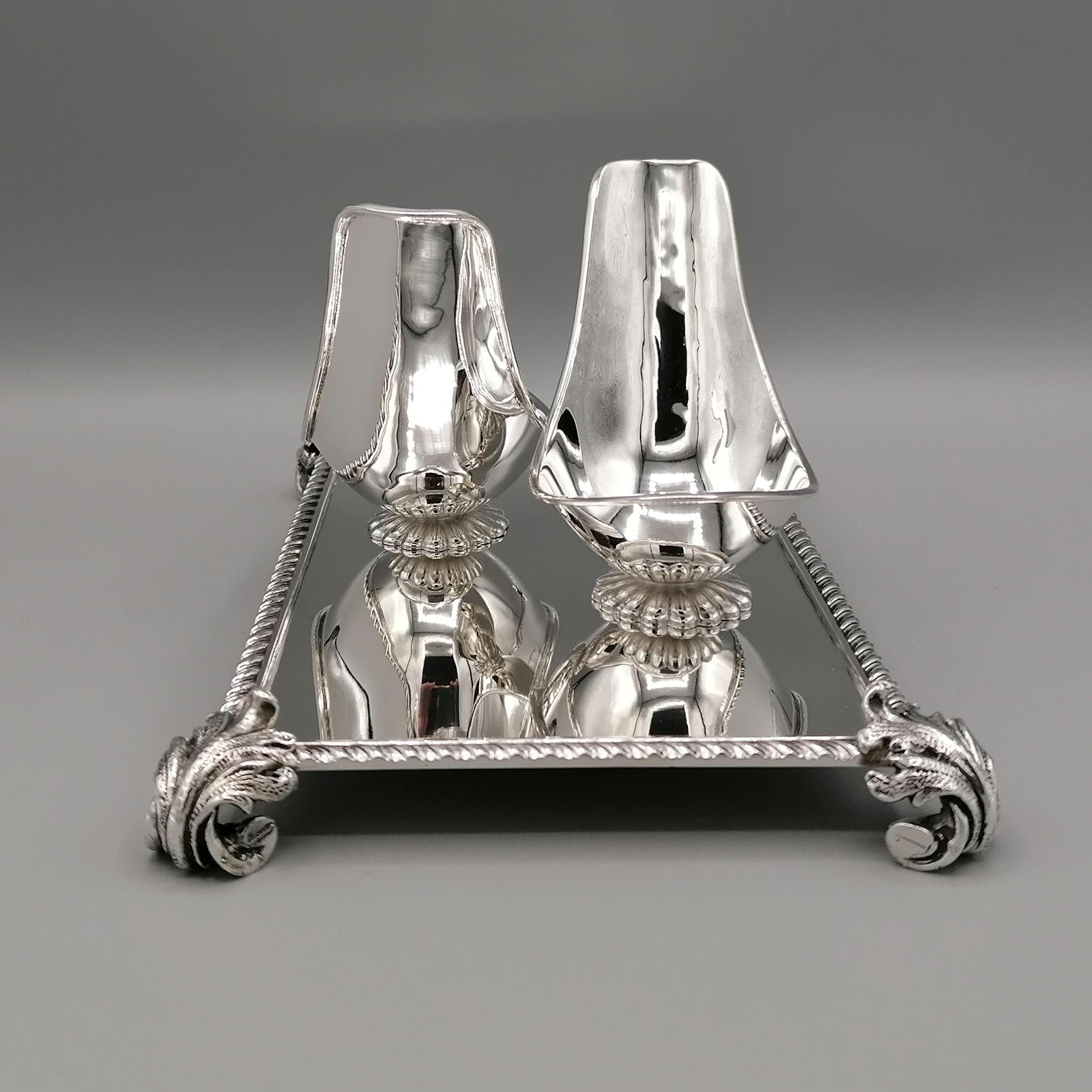Hand-Crafted 20th Century Italian Solid Silver Double Pipe Holder For Sale
