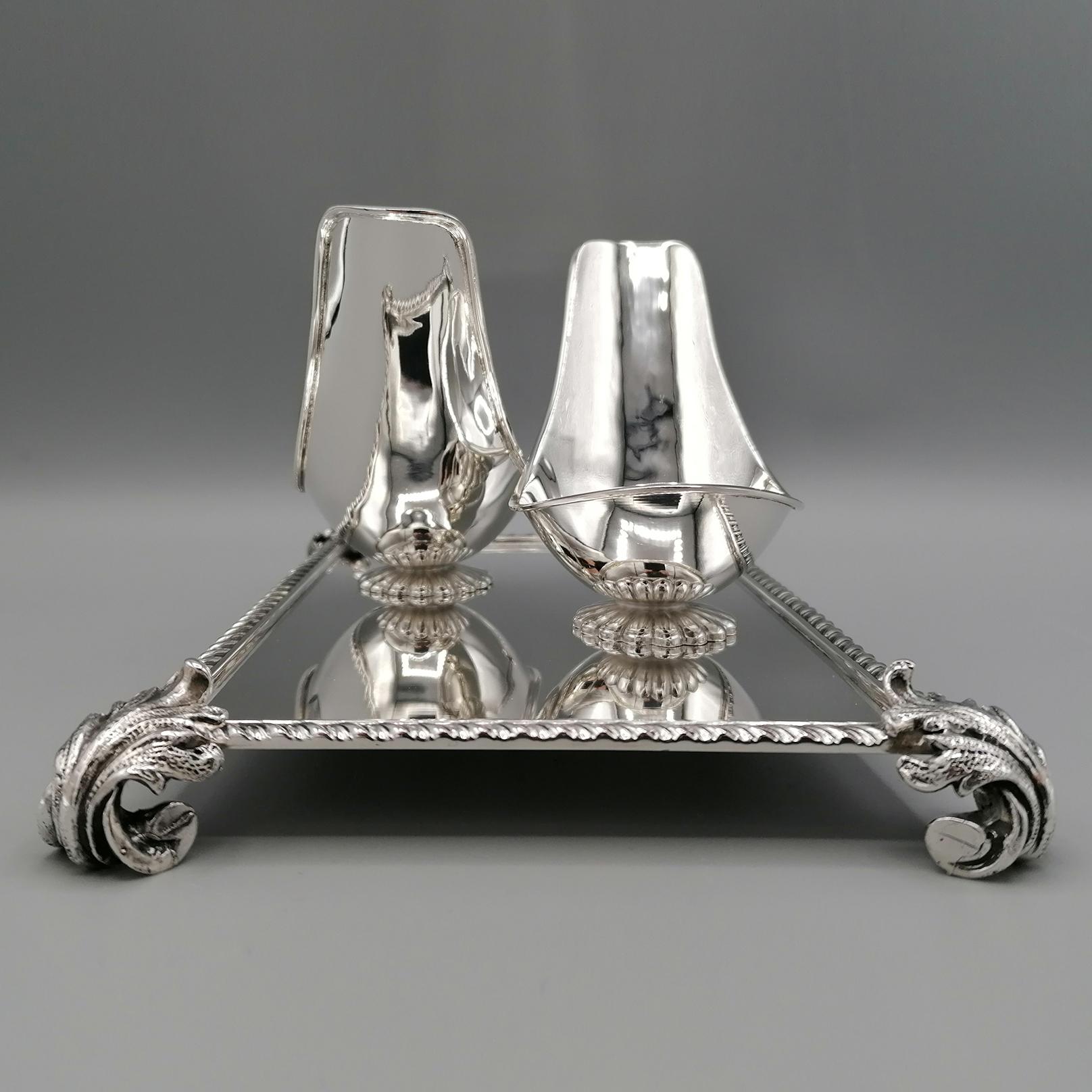 Late 20th Century 20th Century Italian Solid Silver Double Pipe Holder For Sale