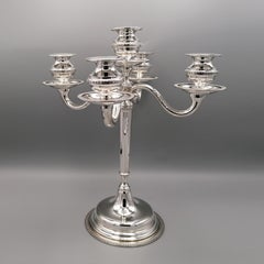 20th Century Italian Solid Silver Empire Style 5 Lights Candelabra