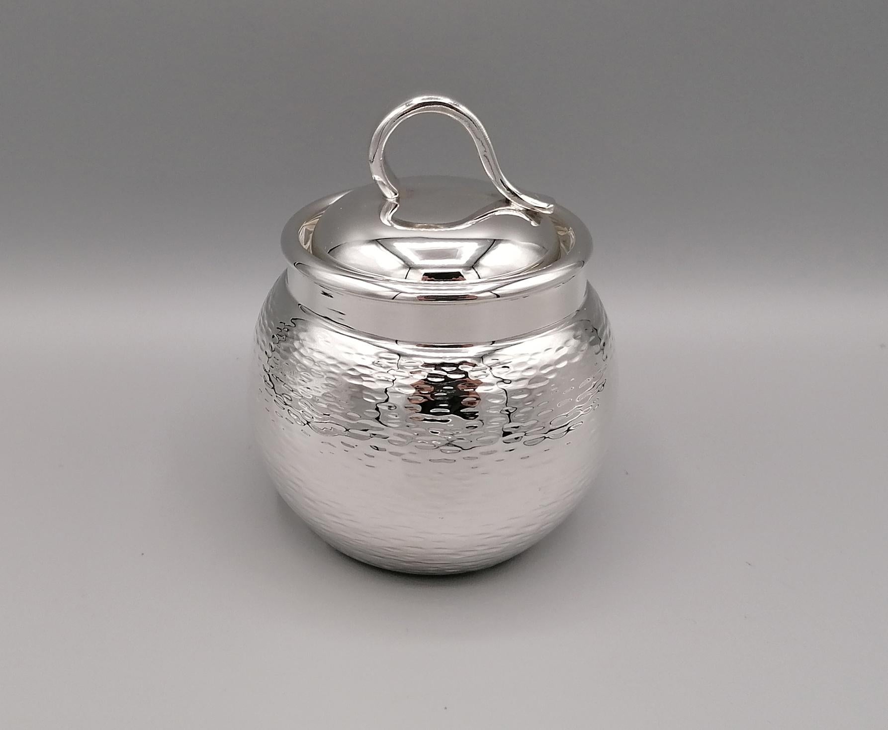 20th Century Italian Solid Silver Hammered Teaset 7