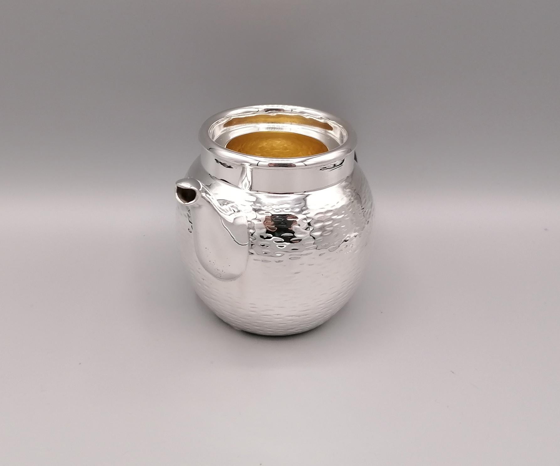 20th Century Italian Solid Silver Hammered Teaset 10