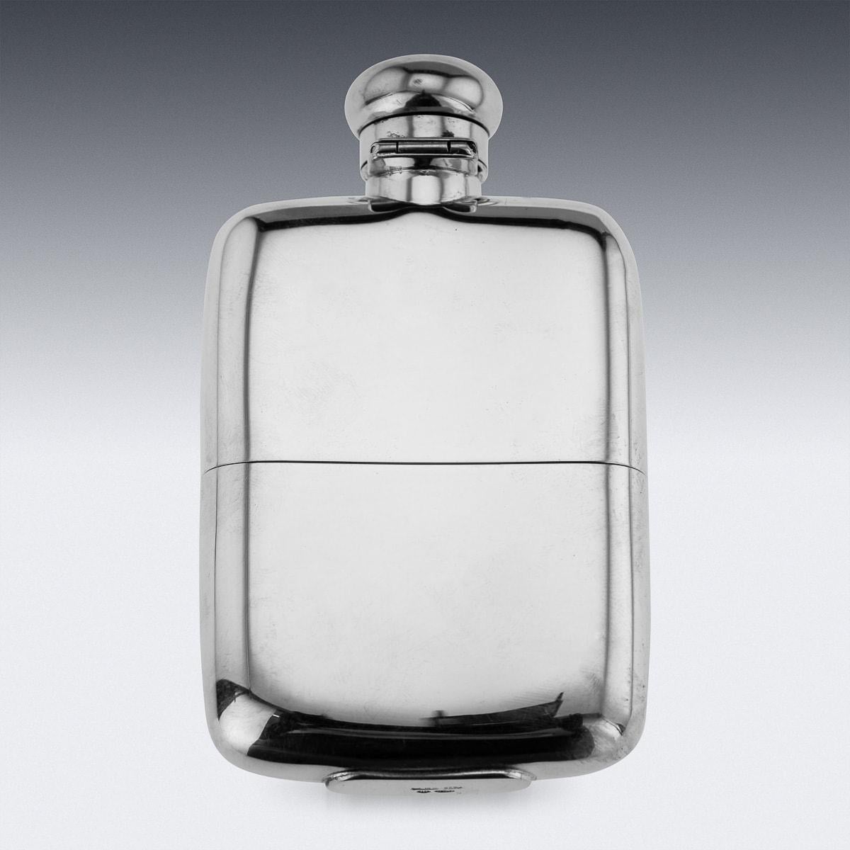 20th Century Italian Solid Silver Hip Flask, Florence, c.1987 In Good Condition In Royal Tunbridge Wells, Kent