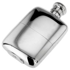 20th Century Italian Solid Silver Hip Flask, Florence, c.1987
