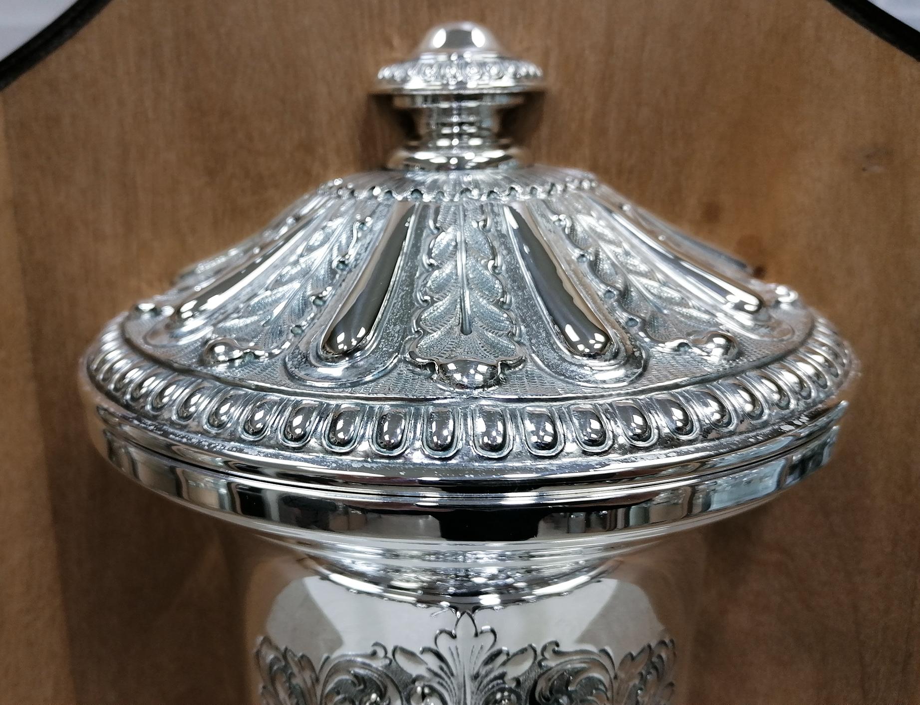 20th Century Italian Solid Silver Holy Water Stoup with Tap For Sale 3