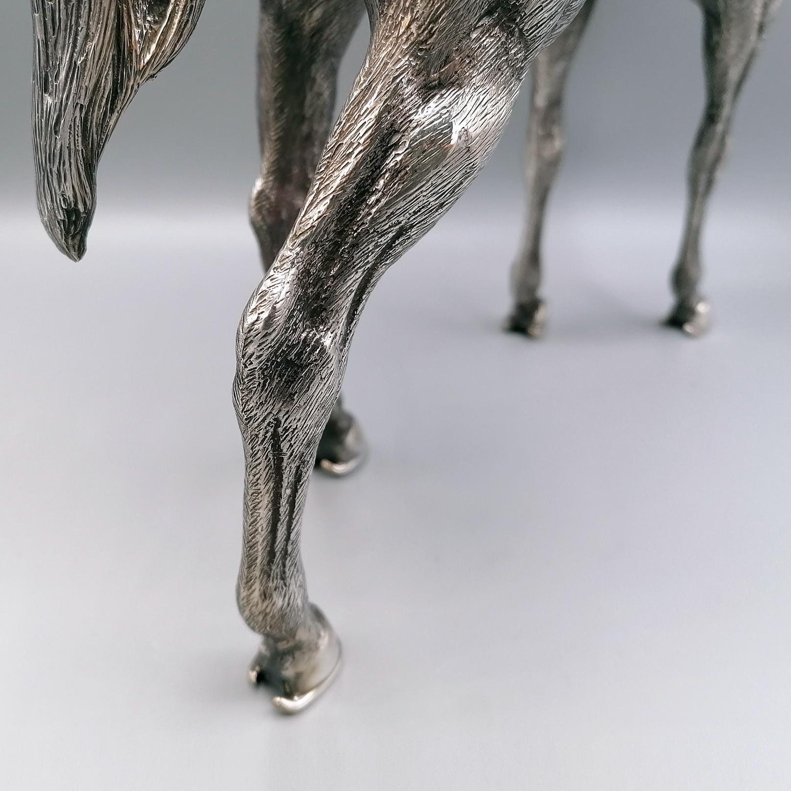 20th Century Italian Solid Silver Horse, engraved by hand For Sale 3