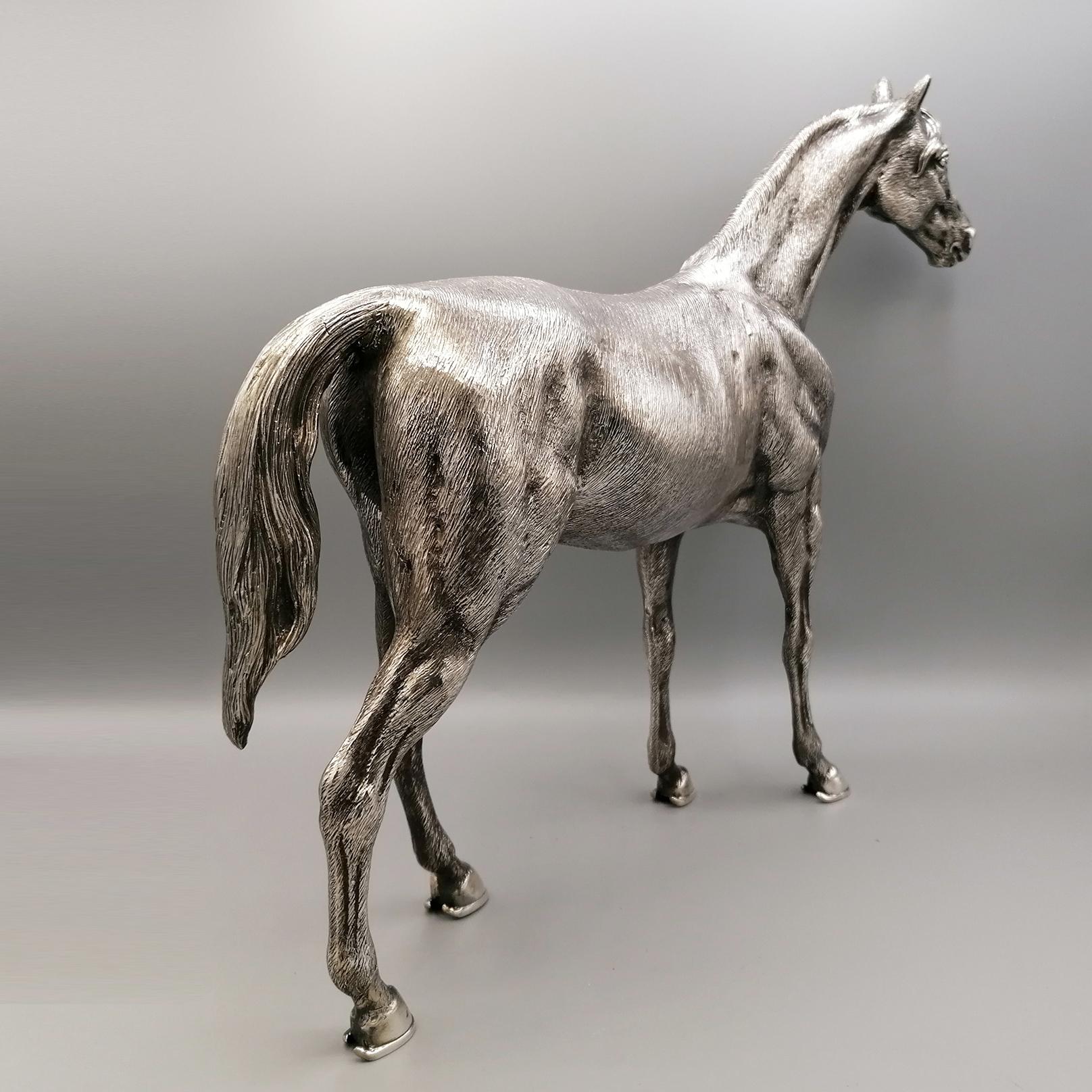 Other 20th Century Italian Solid Silver Horse, engraved by hand For Sale