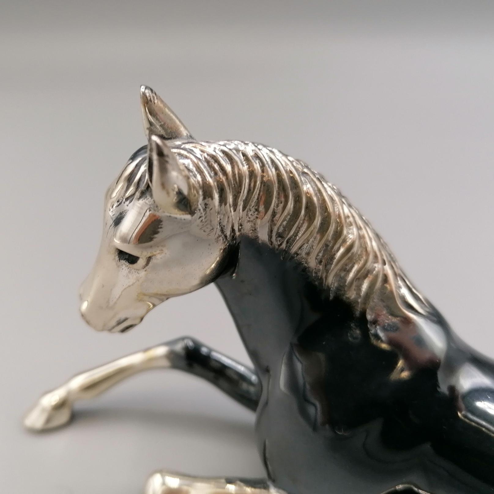 20th Century Italian Solid Silver Horse Statue 4