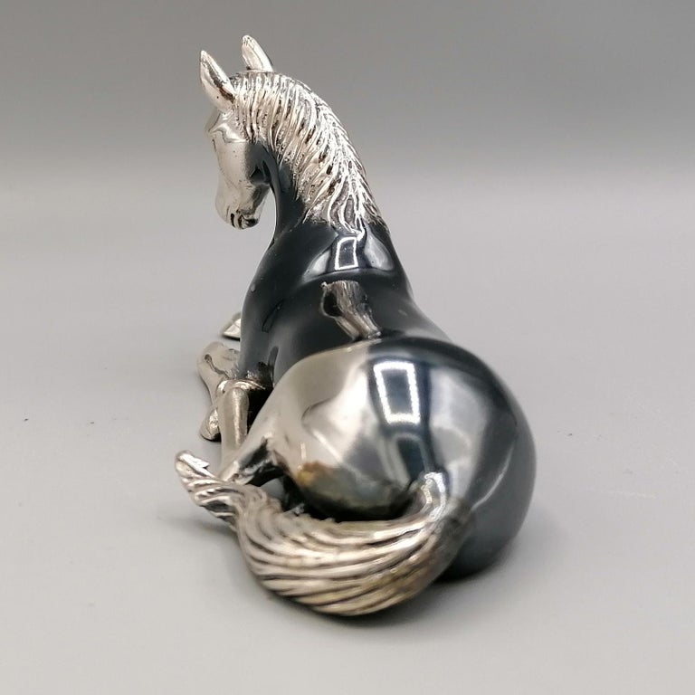 20th Century Italian Solid Silver Horse Statue For Sale at 1stDibs