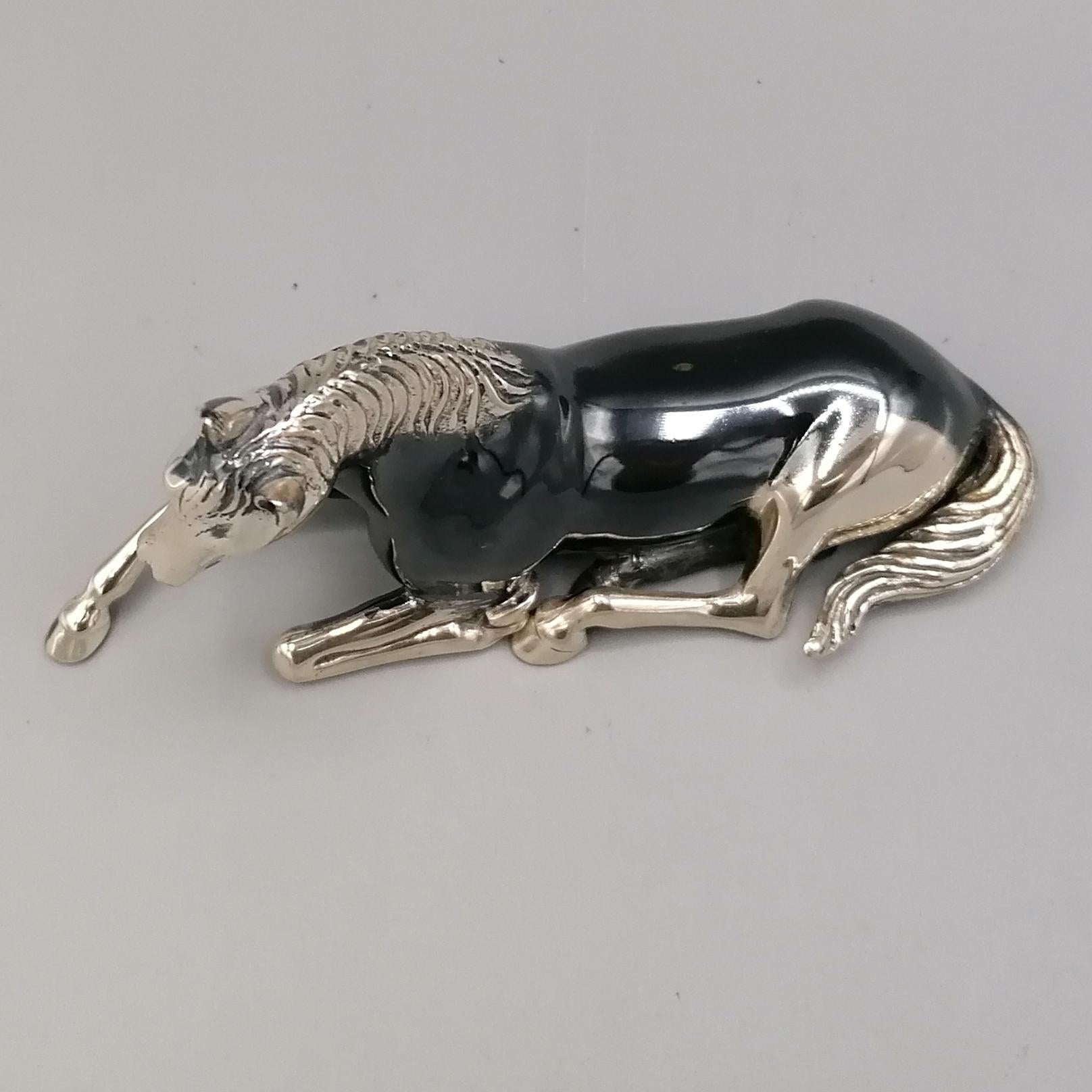 20th Century Italian Solid Silver Horse Statue 1