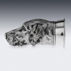20th Century Italian Solid Silver Hound Stirrup Cup, c.1960