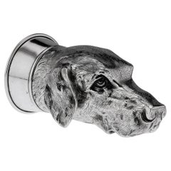 20th Century Italian Solid Silver Hound Stirrup Cup, c.1960