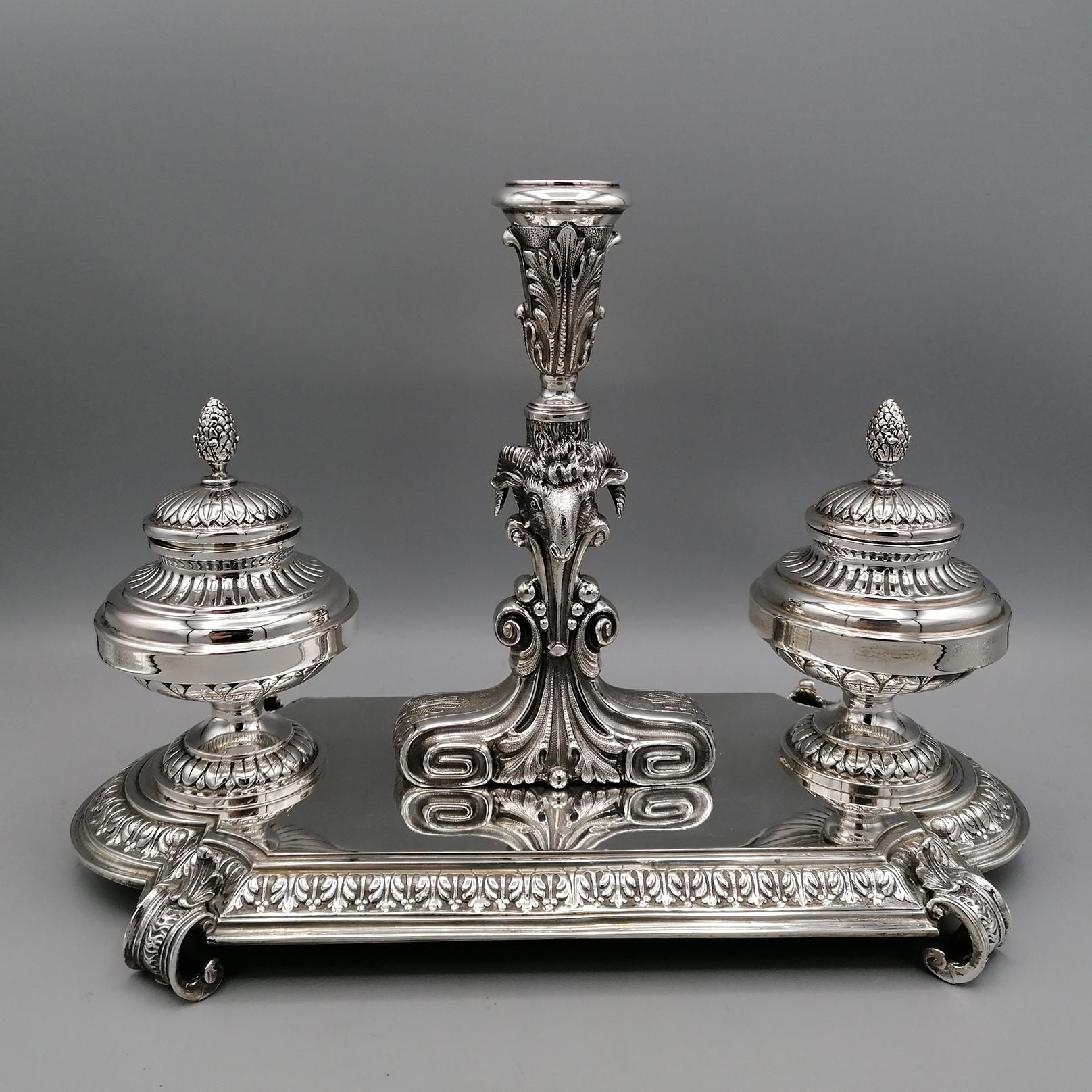 Empire style 800 silver inkstand
The base of the inkstand, completely handmade, is shaped like a 
