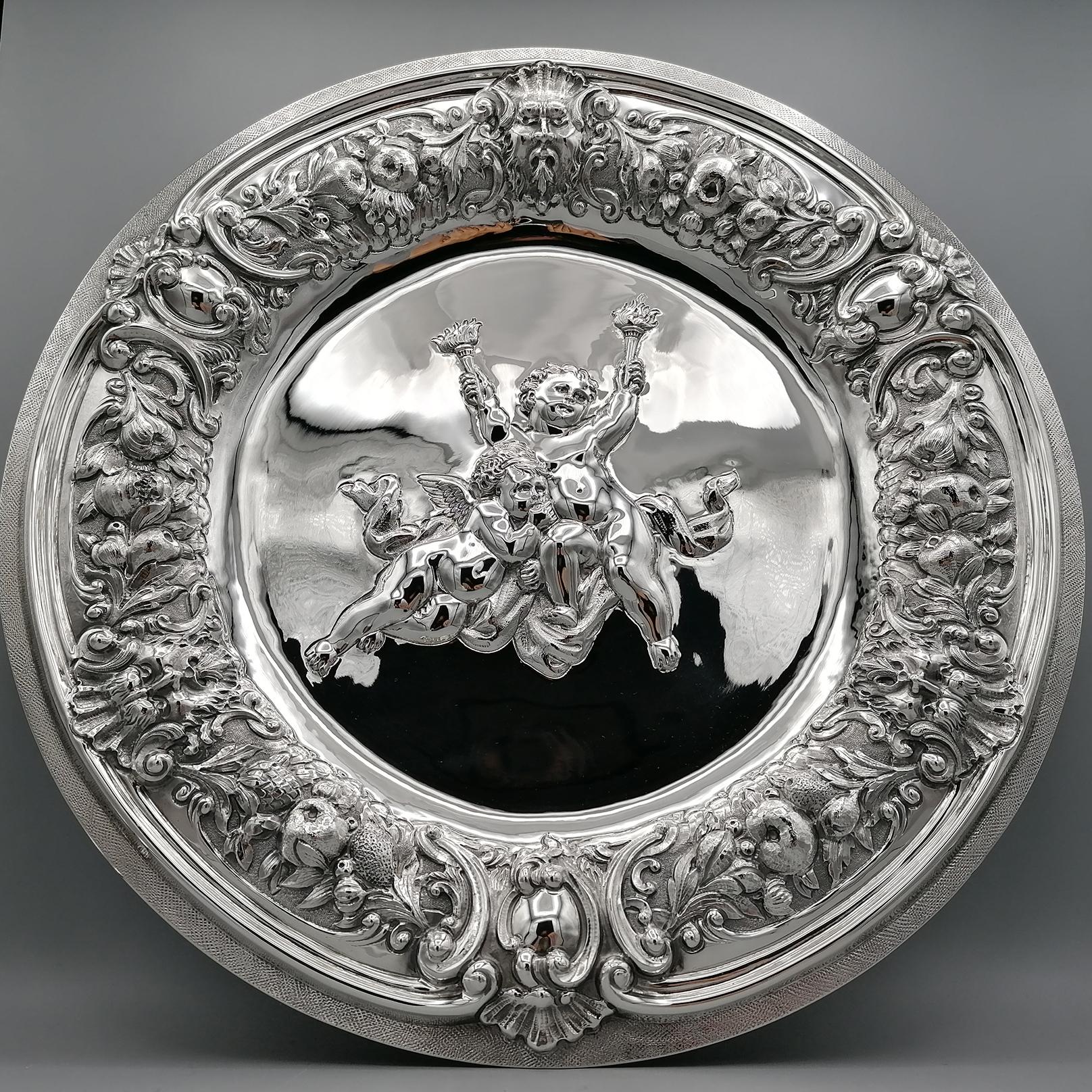 Italienischer Tafelaufsatz aus massivem Silber des 20. Jahrhunderts (Barock) im Angebot