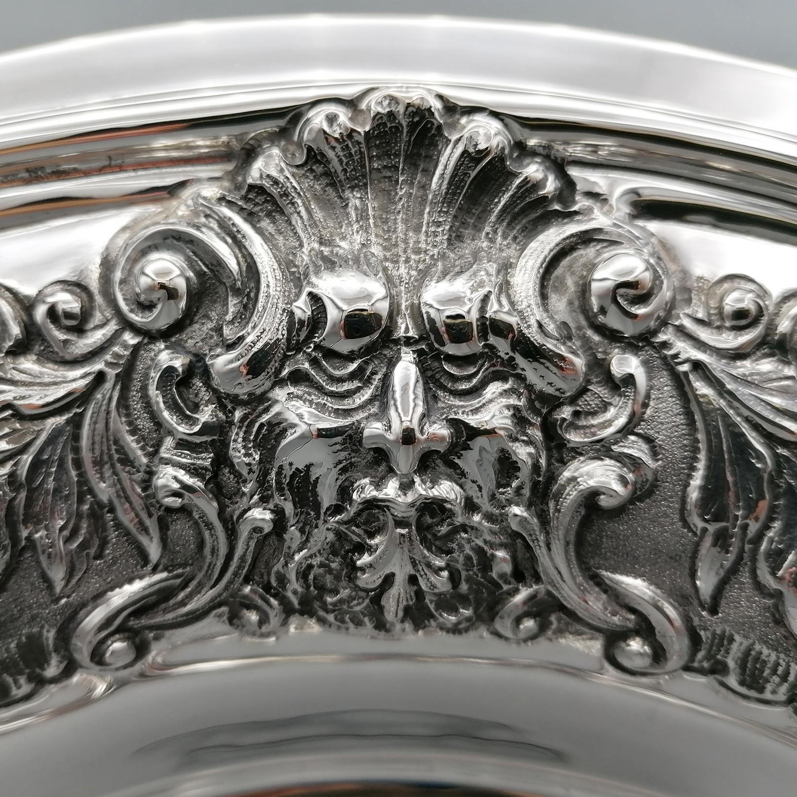 Embossed 20th Century Italian Solid Silver Italian Centrepiece For Sale