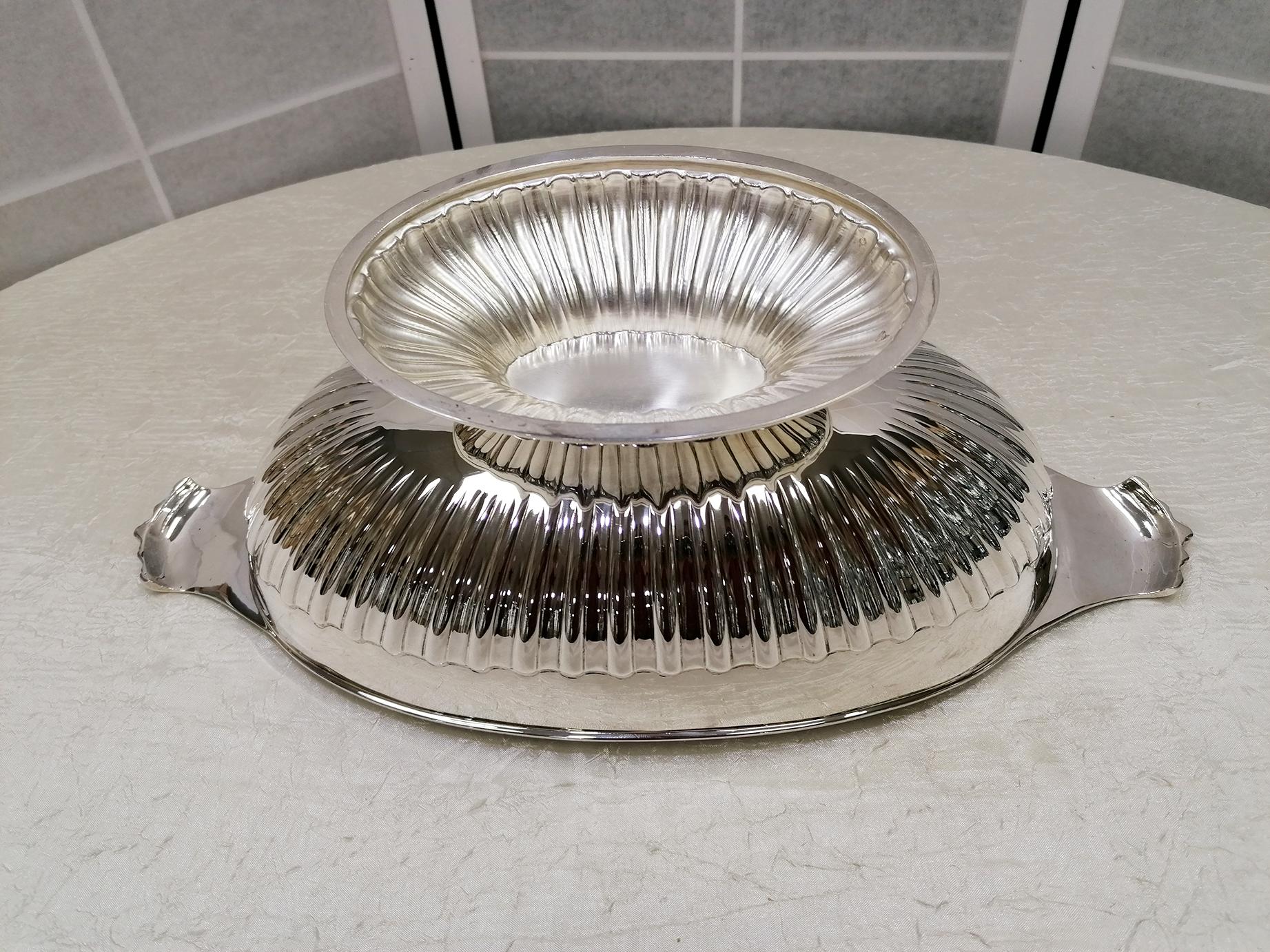 20th Century Italian Solid Silver Jatte with Handles and Base 5